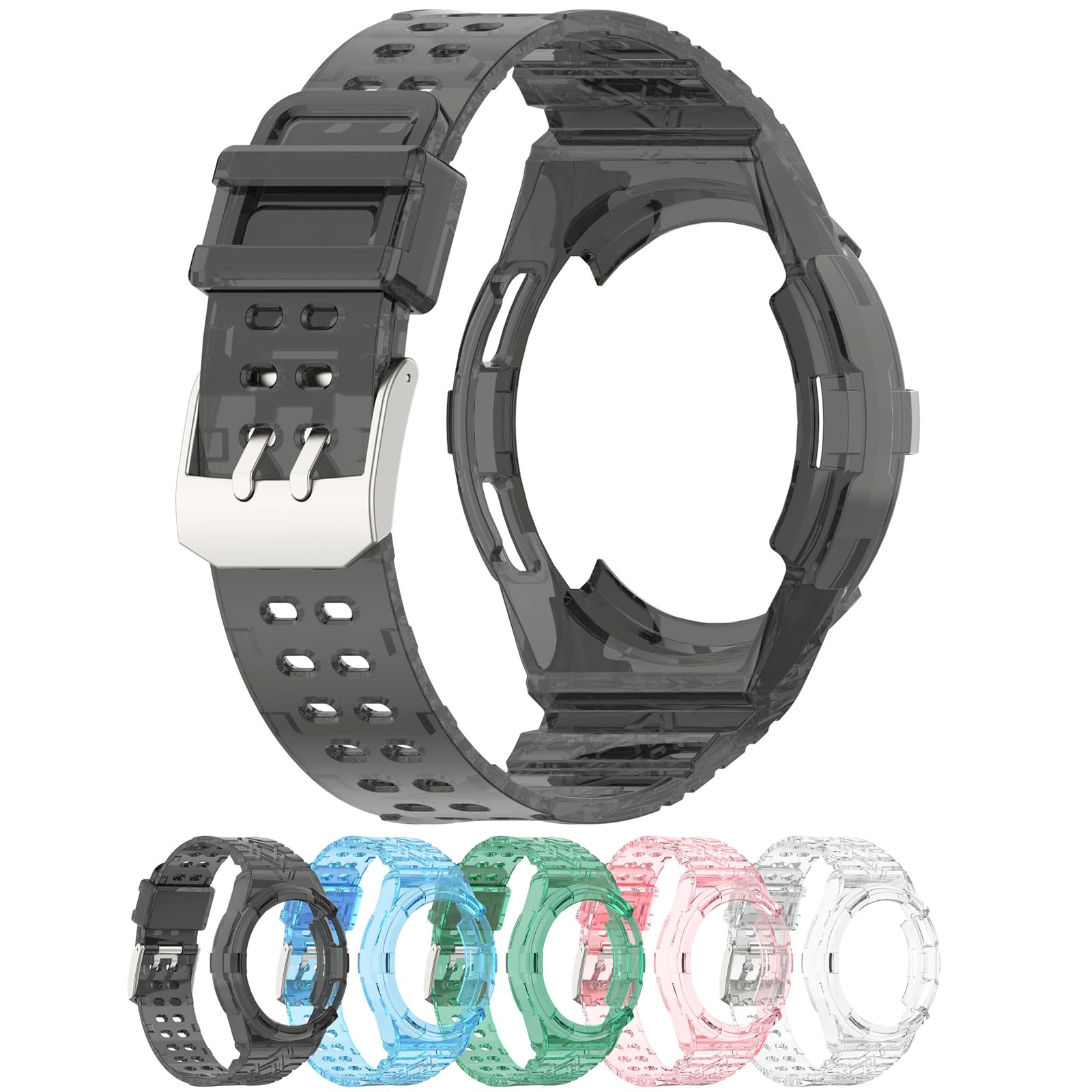 MOTONG Compatible with Galaxy Watch 6 Classic Replacement Band - Transparency Silicone Replacement Wrist Band Strap Compatible with Samsung Galaxy