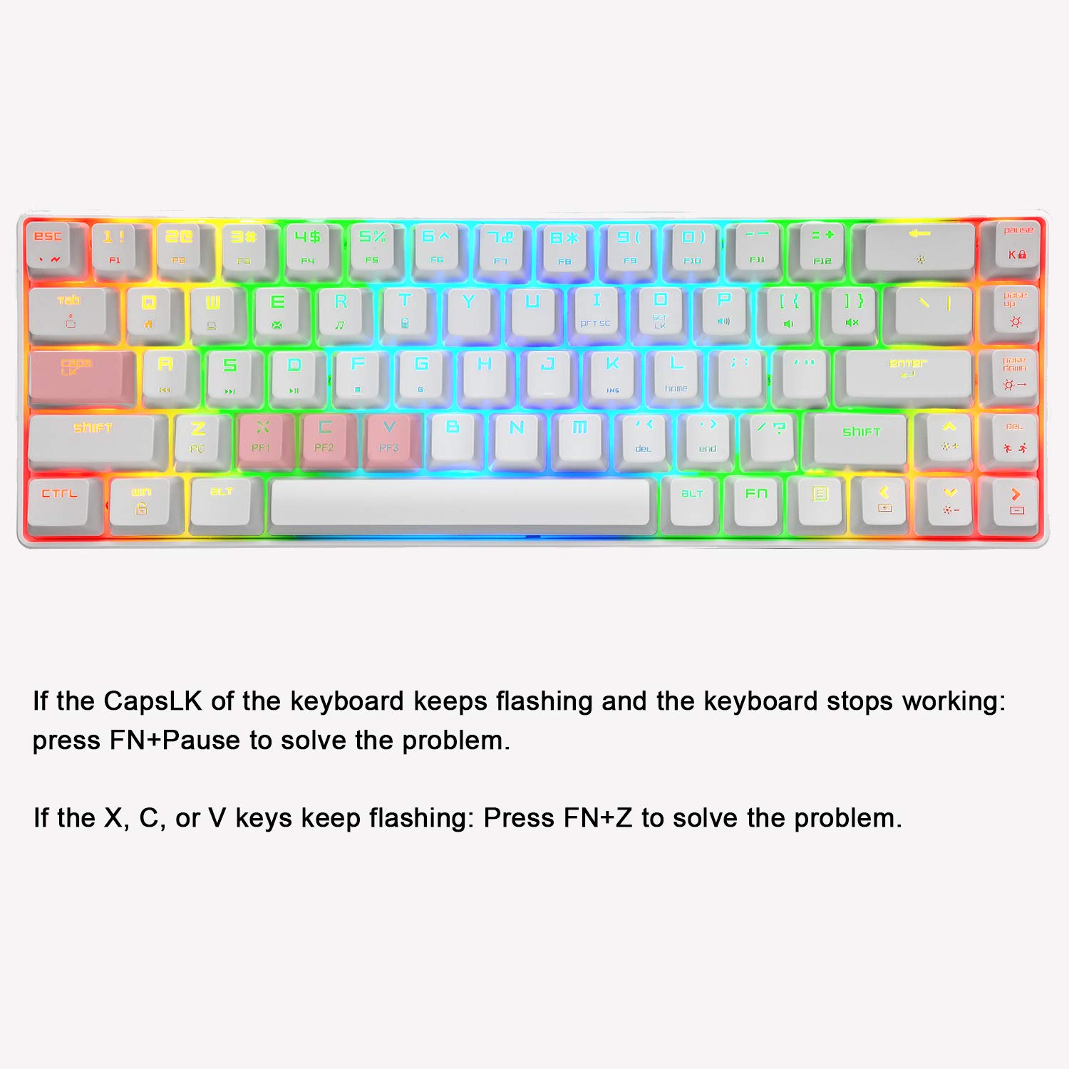 USB Cable 60% Teclado Mecánico Mini 68 Teclas RGB Retroiluminado Gaming Keyboard Mouse Set + 6400 dpi Ultralight Honeycomb Shell PC Gaming Ratones + Mouse Pad para PC/Mac - Clicky Blue Switch/Blanco