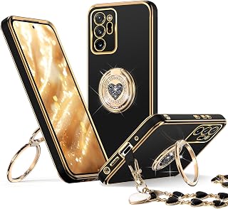XYZ for Galaxy Note 20 Ultra case with Stand, Note 20 Ultra Phone Case with Double Ring,Women Girls Cute Love-Heart Luxury Bling Protective Case Heart for Samsung Note 20 Ultra Case, Black
