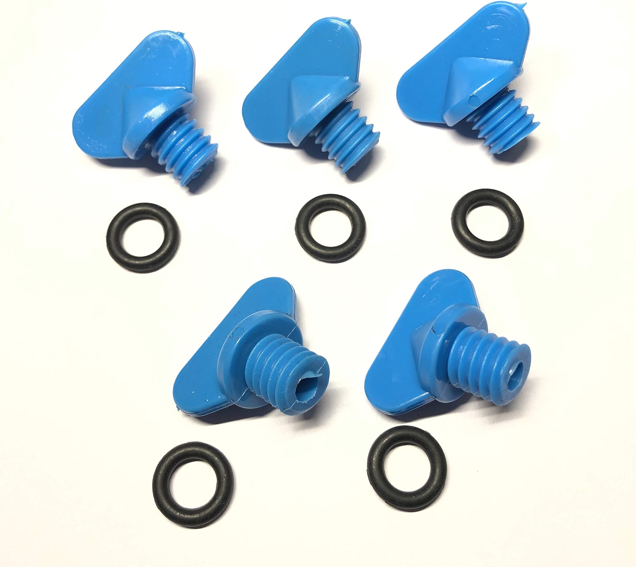 5 PCS Blue Plastic Exhaust Manifold Water Drain Plug Screw Kit for