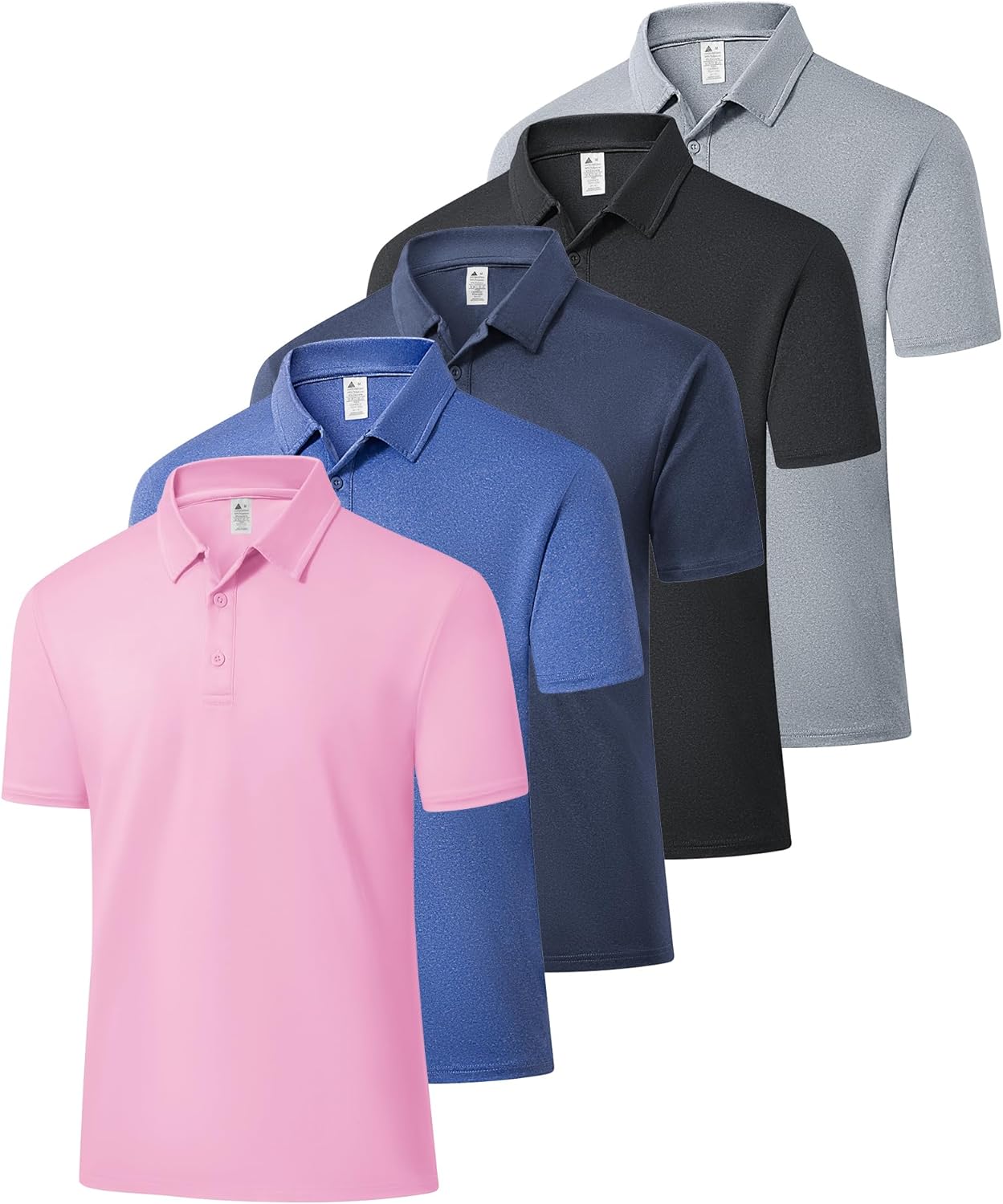SWISSWELL 5 Pack Mens Polo Shirts Short Sleeve Moisture Wicking Golf Shirt Athletic Summer Casual Collared T-Shirt