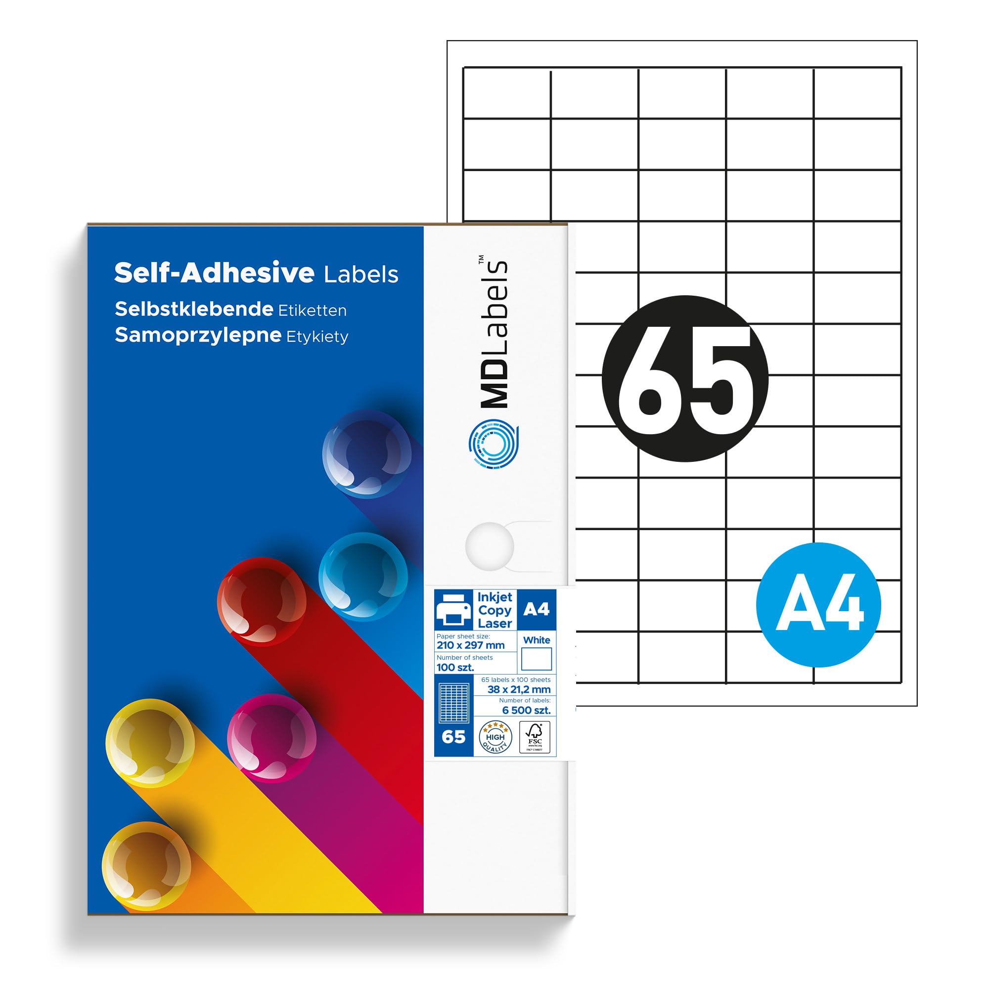 Étiquettes Adhésives Universelles A4 - 6500 Étiquettes Blanches Imprimables