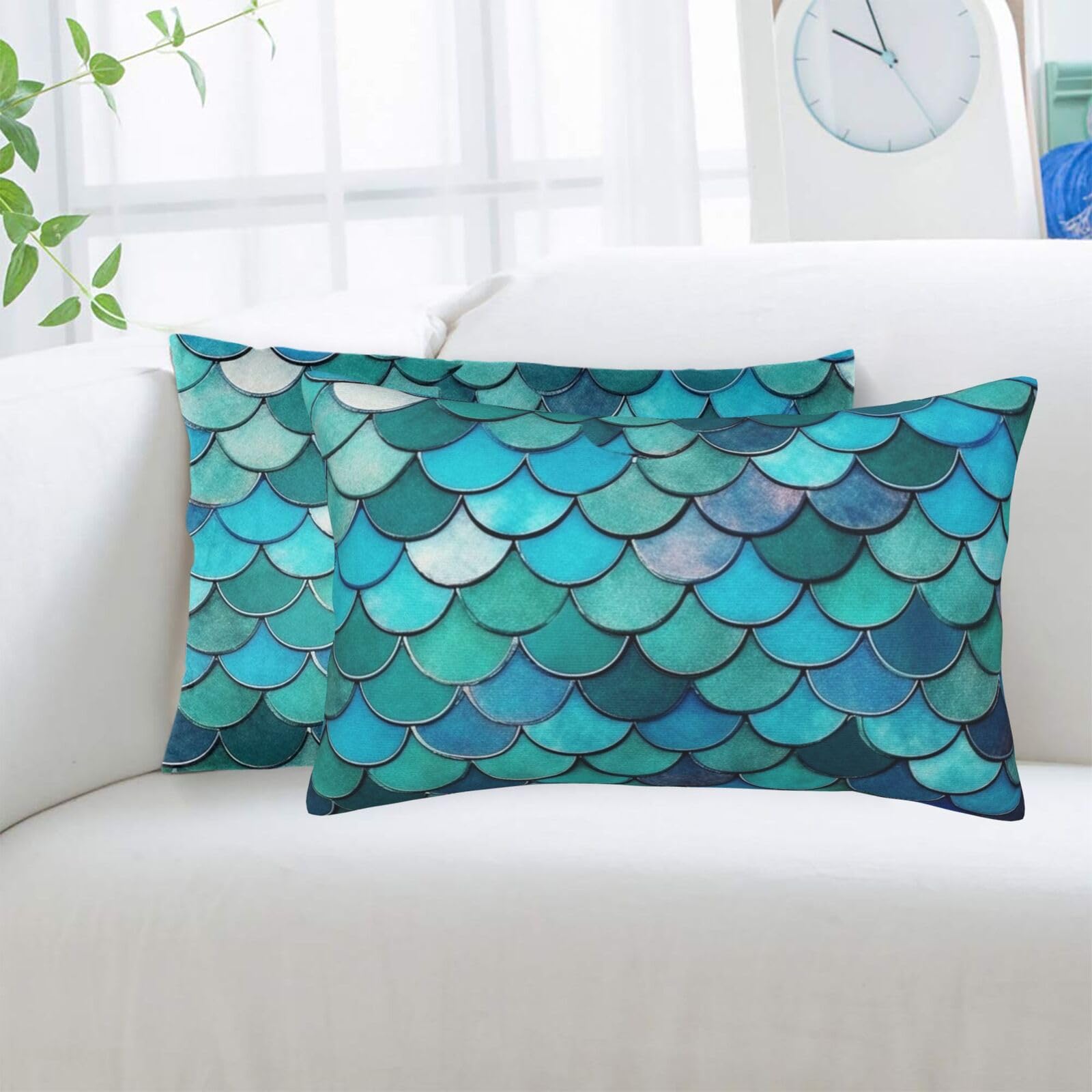 Mermaid Standard Pillowcases Sets of 2, Ultra Soft Microfiber Plush Pillow Cases 20"X30" Comfort Decorative Throw Pillow Cover with Hidden Zipper for Bedroom, Sofa, Couch