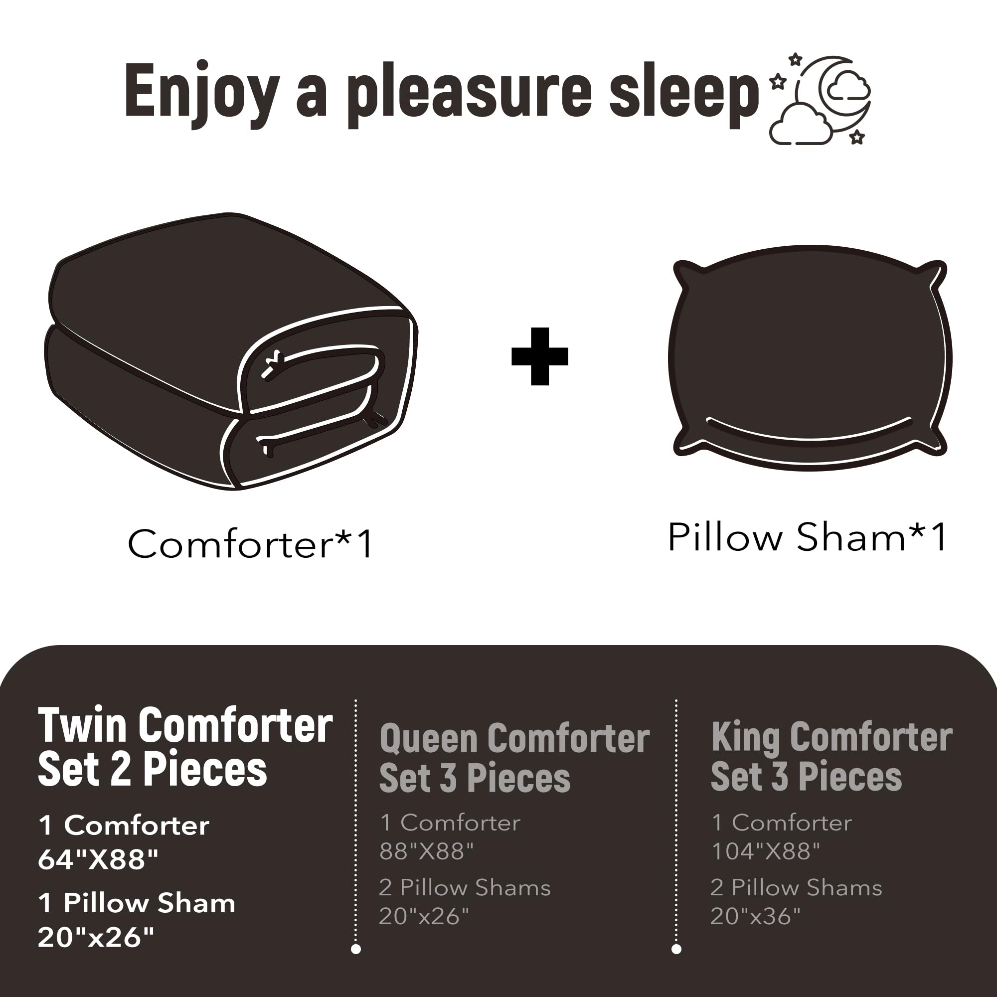 downluxe Ultra-Soft Micromink Sherpa Twin Comforter Set with 1 Pillow Sham - 2-Piece Set - Brown - Plush Warm Fall Winter Blanket & Bedding Comforter Sets