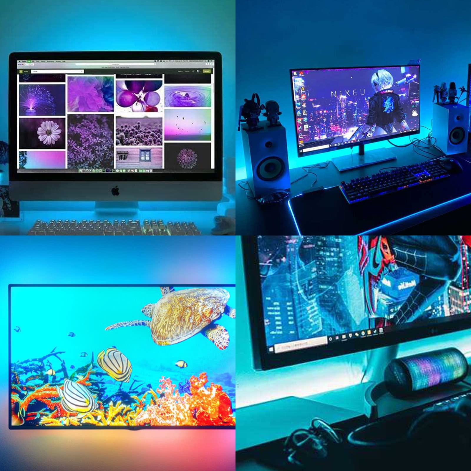 Tira de luz LED azul hielo COB de 5 V CC de 5 V, regulable, alimentada por USB, 6.5 pies/2 m, IP65, impermeable, 640 LED con atenuador, luces LED flexibles de alto brillo