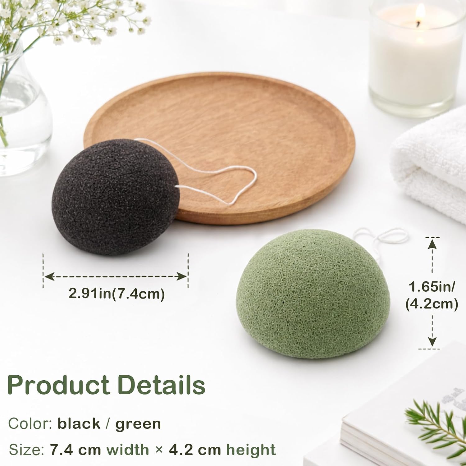 Konjac Facial Cleansing Sponges with Activated Charcoal, Natural Exfoliating Face & Body Sponge Set for Oily, Dry and Sensitive Skin(4 Piece,Mutilcolor) image 4