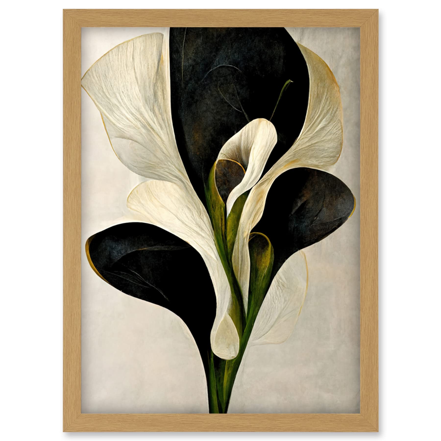 Doppelganger33 LTD Beautiful White Calla Lily Flower Abstract Bouquet Artwork Framed Wall Art Print A4