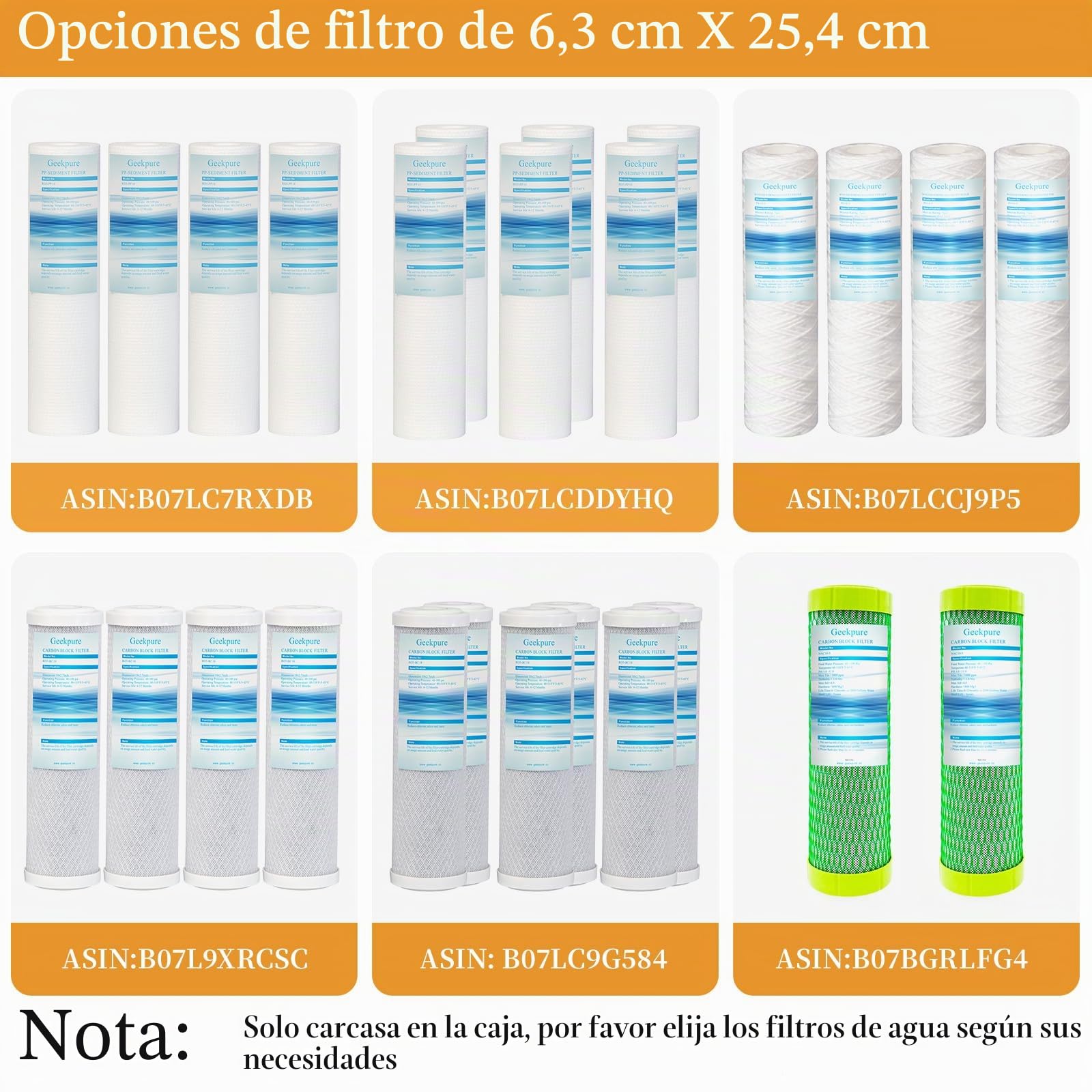 Geekpure Cartucho de filtro de agua para sedimentos (polipropileno, 2,5 x 10 pulgadas, 5 micrón, 4 unidades)