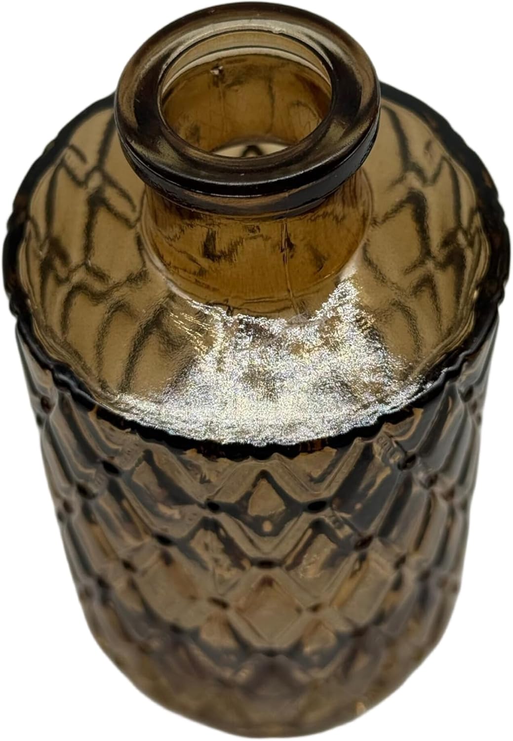Relaxdays Set of 10 Textured Vintage Glass Vases H 10-14.7cm Small Decorative Vases for Table Decoration Brown