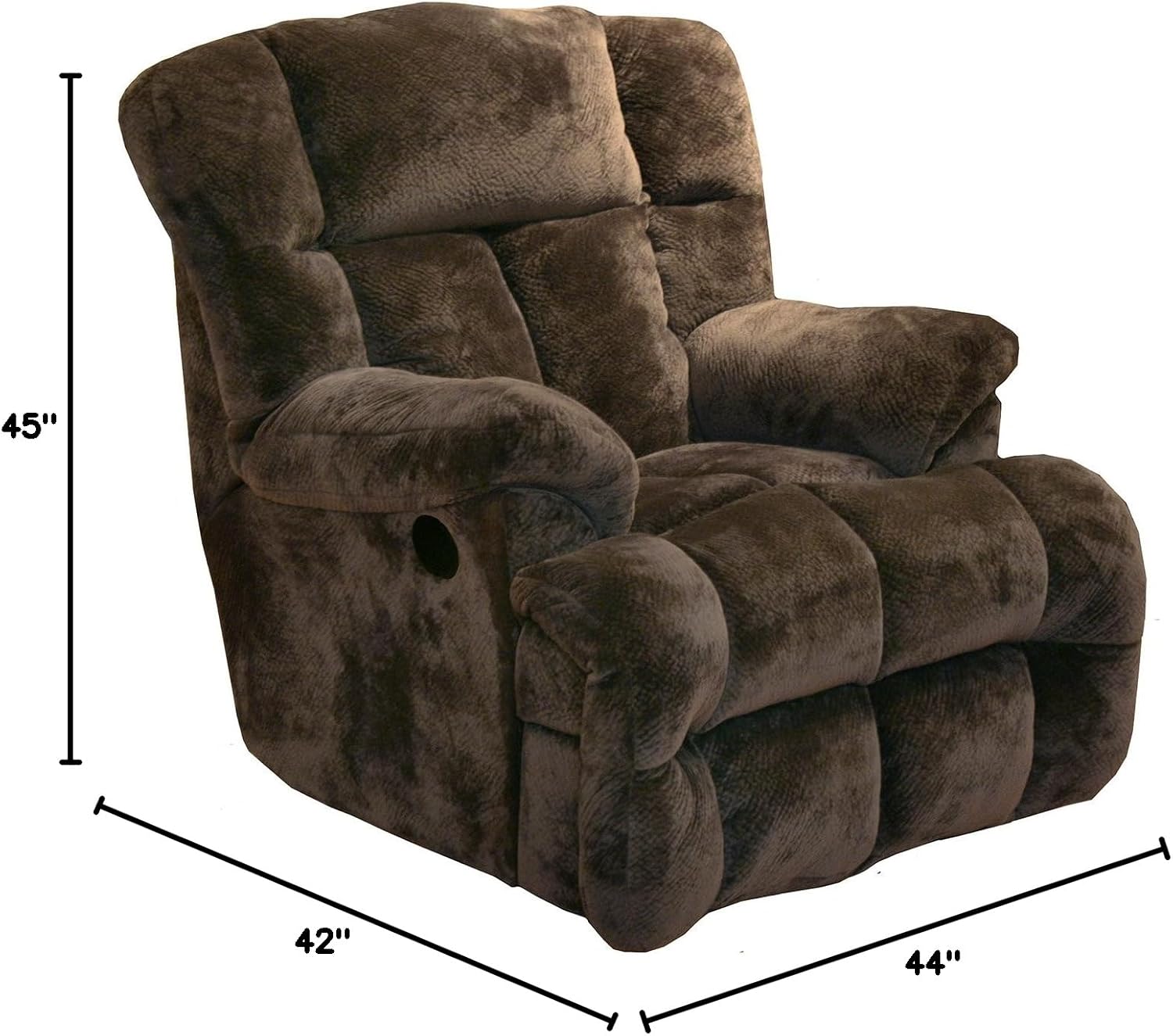 6541-7 Power Lay Flat Chaise Recliner Chair - Chocolate Fabric