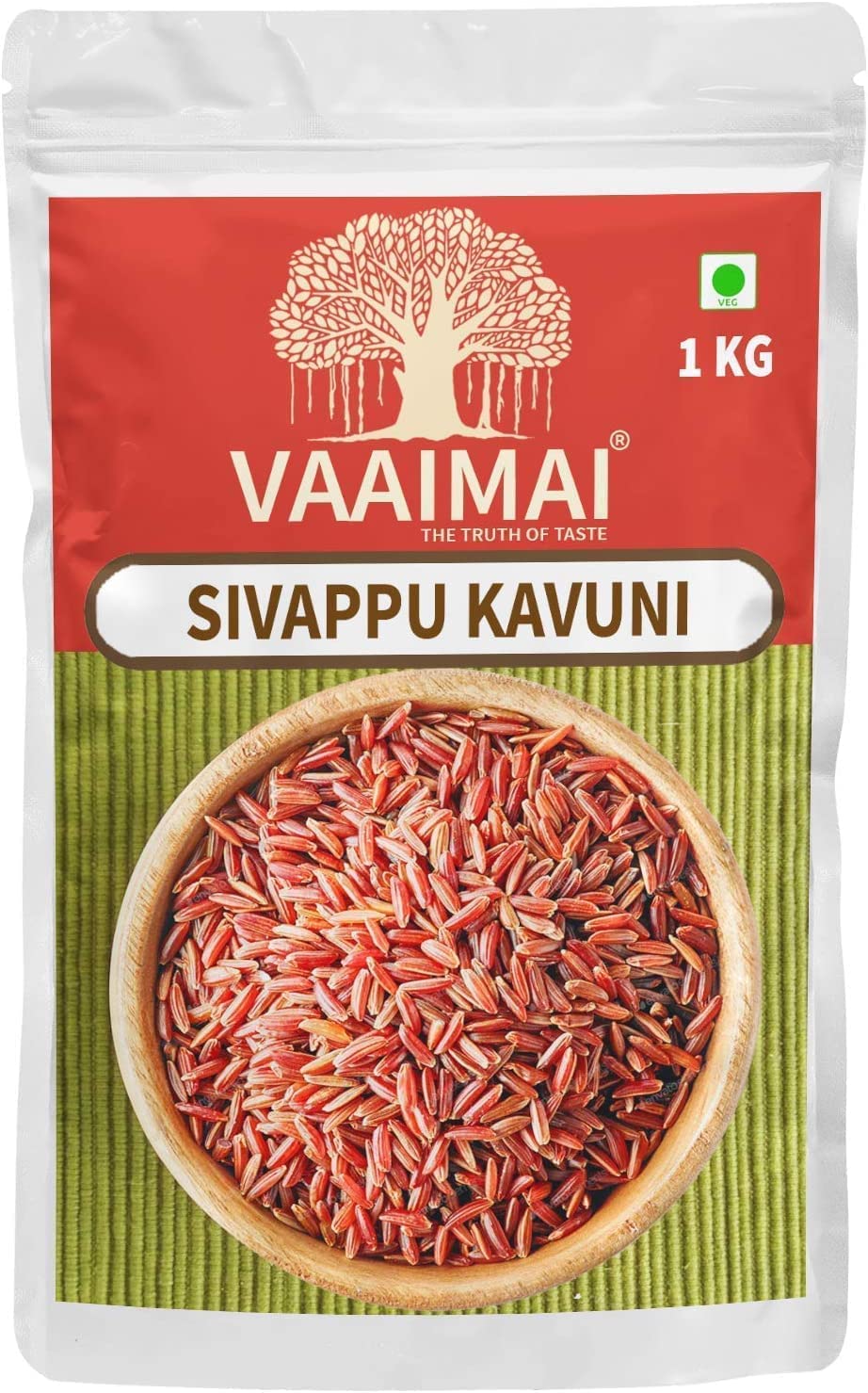 VAAIMAI Czerwony ryż Kavuni / Sivappu Kavuni, 1kg