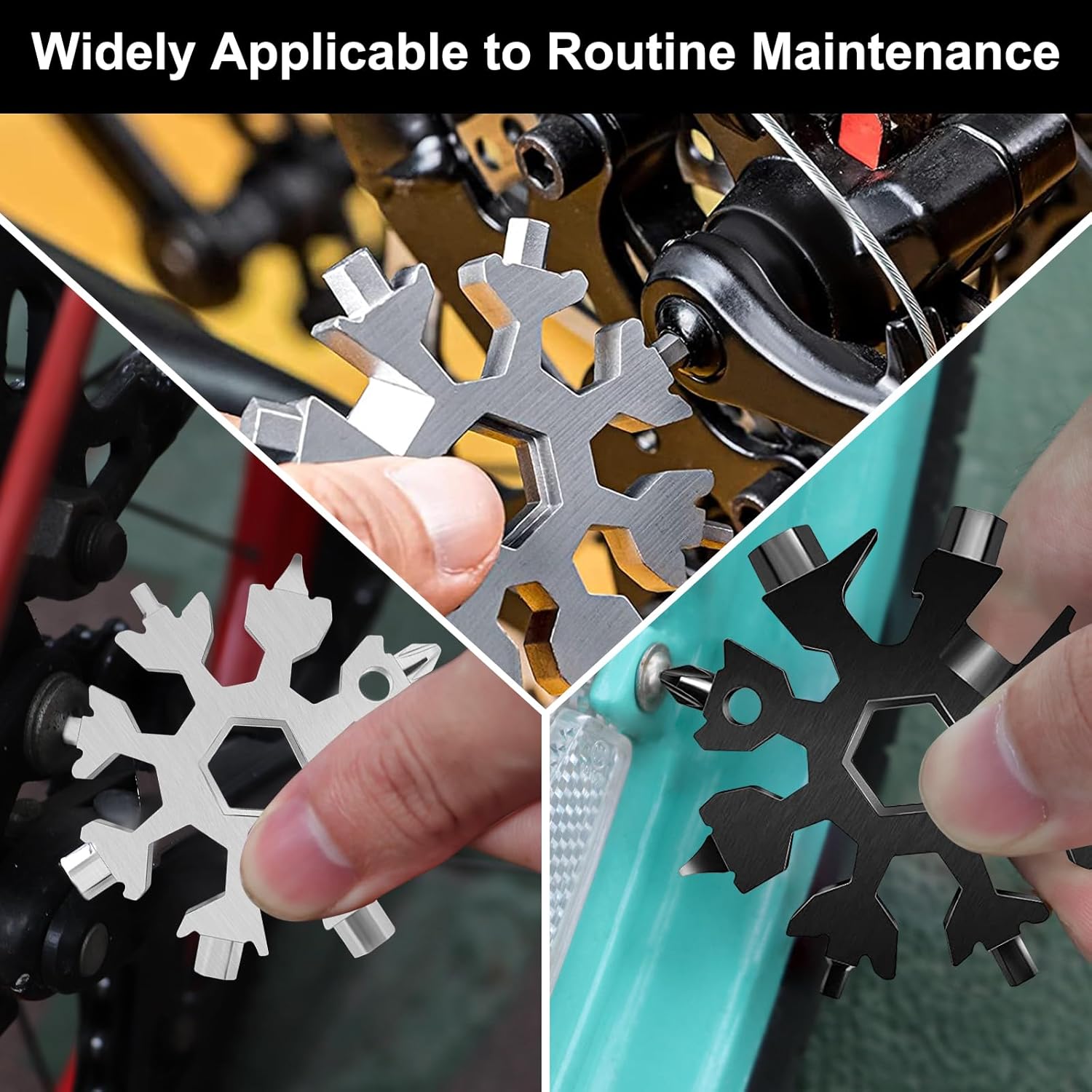 18-in-1 Snowflake Multitool, 9 Packs Stainless Steel Snowflake Wrench/Bottle Opener/Screwdriver Kit, Stainless Steel Portable Star Tool for Christmas Great Gifts