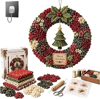 3D Fabric Poke Wreath DIY Kit, Six Styles, No-Sew Christmas Craft (#c)