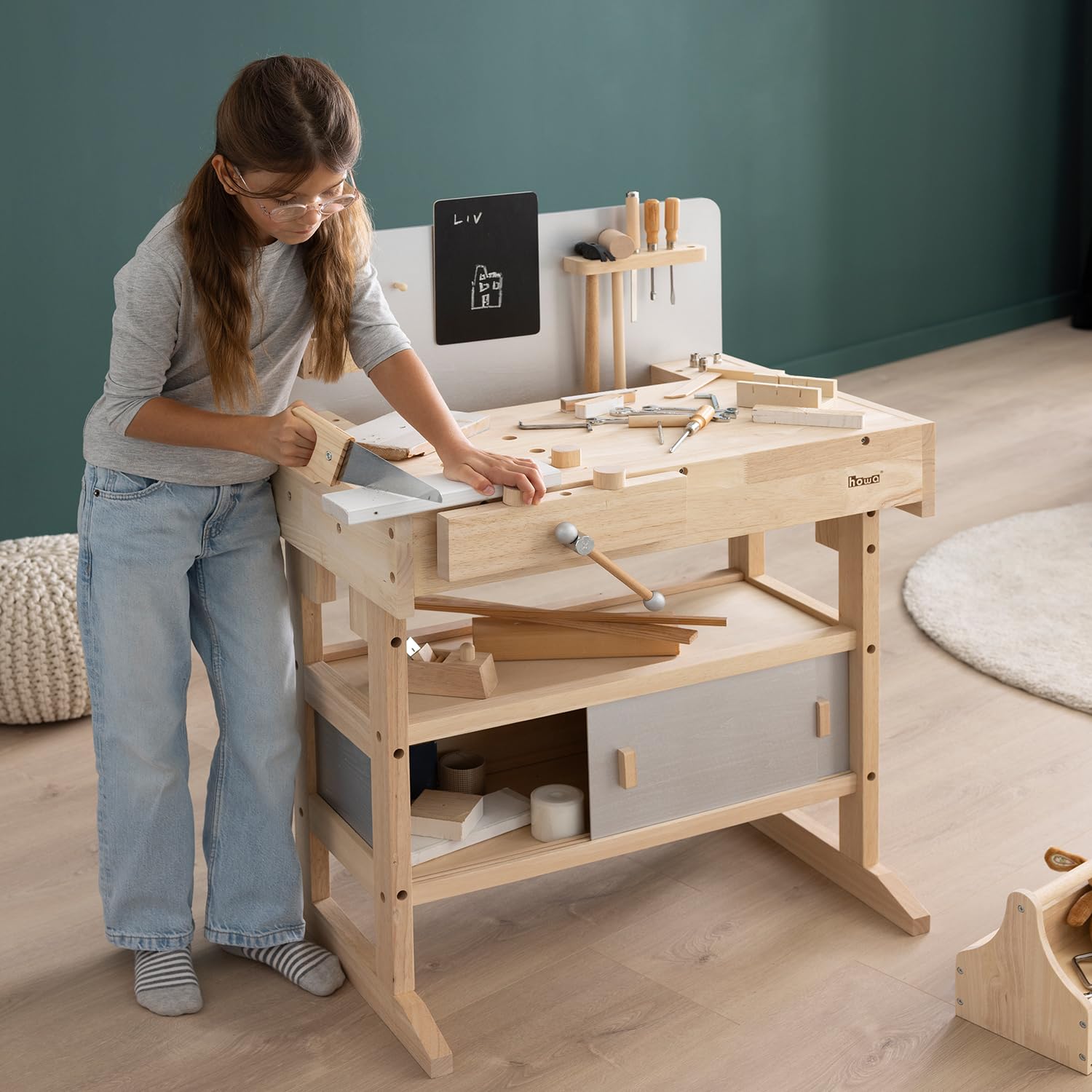 howa Établi pour Enfants Massif avec Ensemble d'outils de 32 pièces 4900