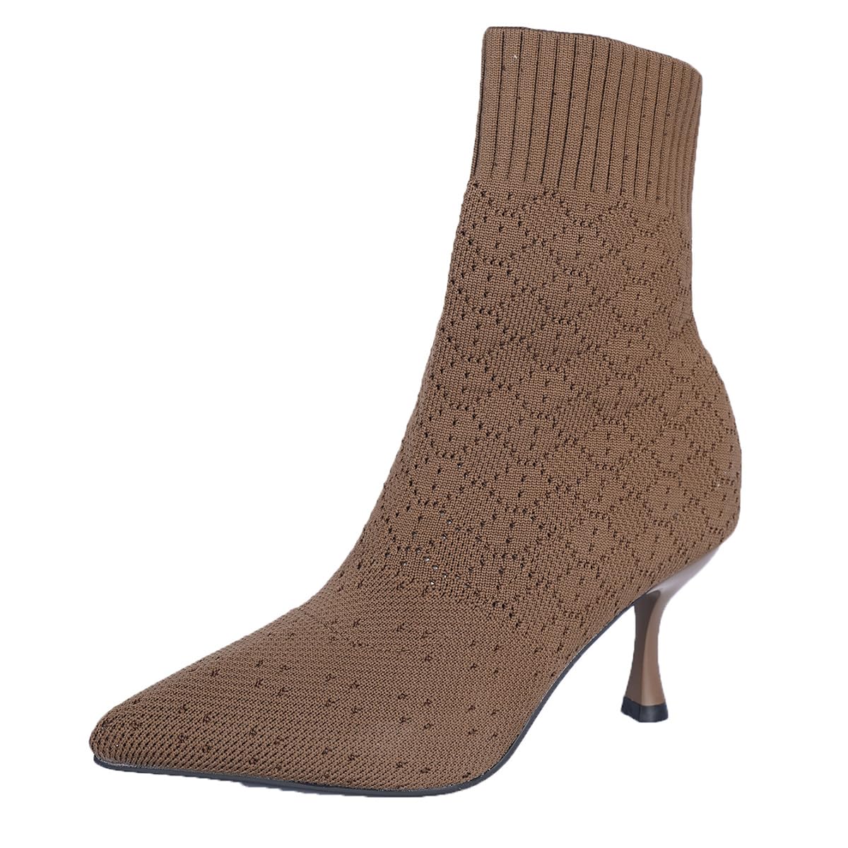 Womens Stiletto Pull On Socks Boots Sexy Pointed Toe Breathable Low Heel Non-Slip Party Dating Casual Short Boots