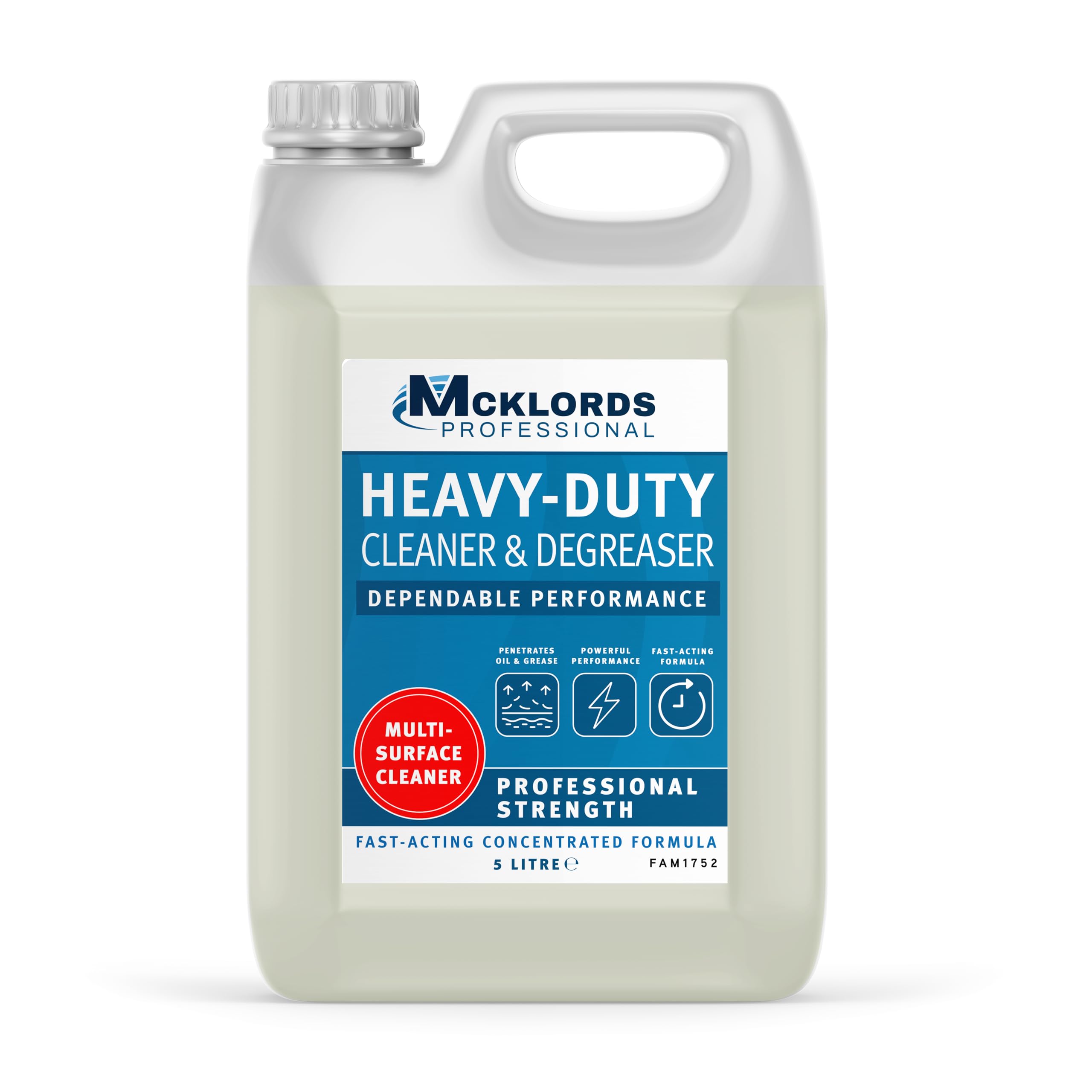 McKLords Professional Heavy-Duty Cleaner & Degreaser 5L - Powerful Multi-Purpose Grease & Oil Remover for Kitchens, Workshops, Engines, Floors, Tools & Industrial Surfaces