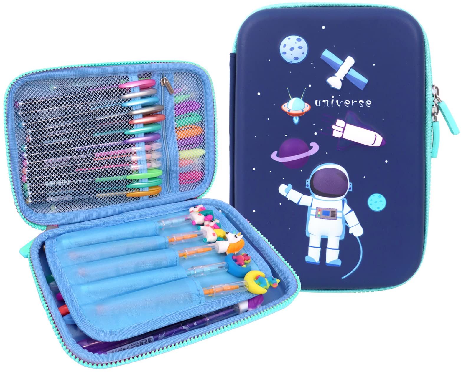 Toyshine Astronaut Space Theme 3D EVA Hardtop Pencil Case with Compartments - Kids Large Capacity School Supply Organizer Students Stationery Box - Girls Boys Pen Pouch, Blue (B0BLN5BXKW) Amazon Price History, Amazon Price Tracker