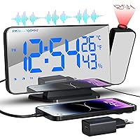 TAKRINK Sveglia con Proiettore 7,5 Pollici Radio Sveglia Digitale da Comodino con