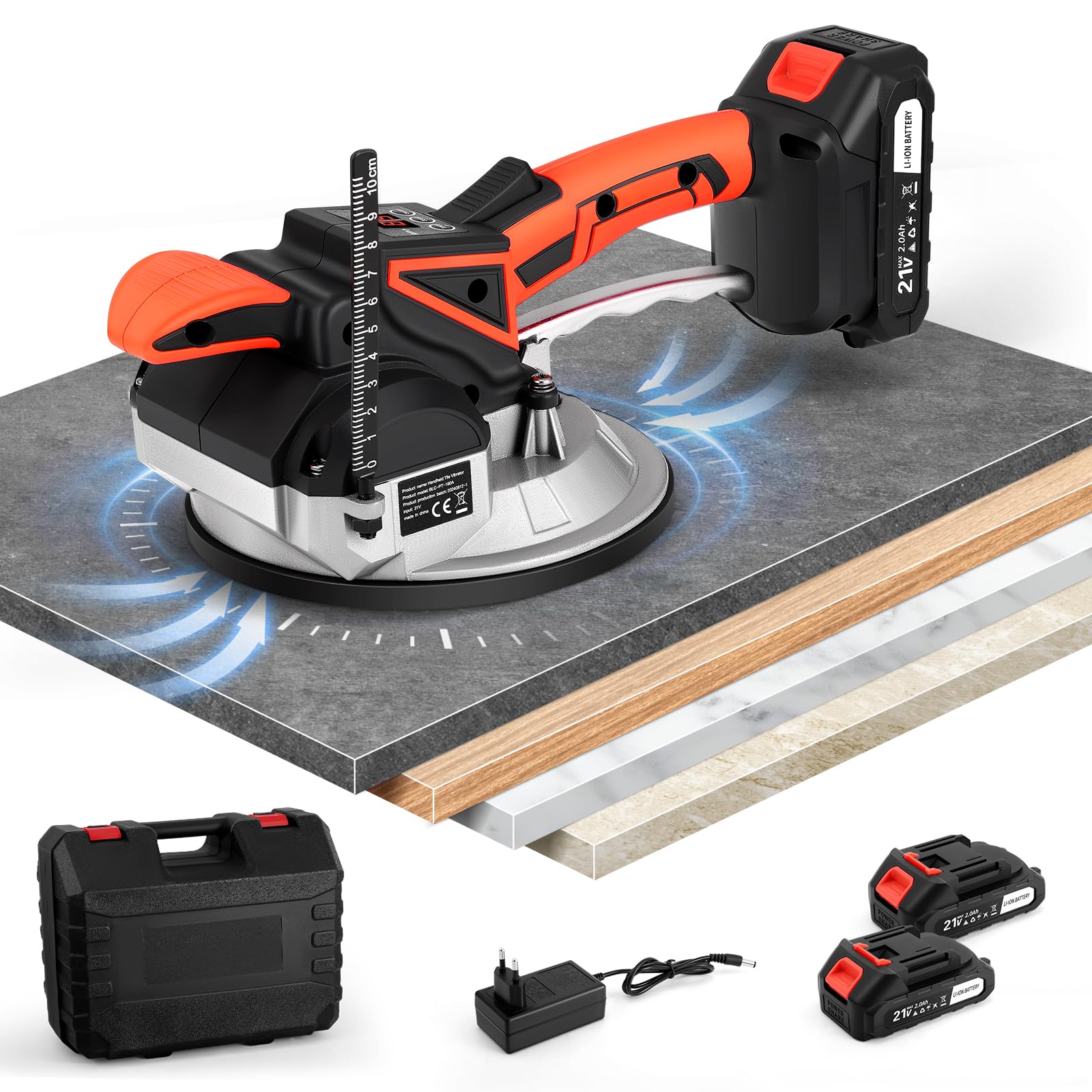 Vibratori per Piastrelle a Batteria Portante 100 kg Elettrica per Piastrelle Ventose per Piastrelle Livellatore automatico Con ventose 18x18 cm Macchina per piastrelle da parete