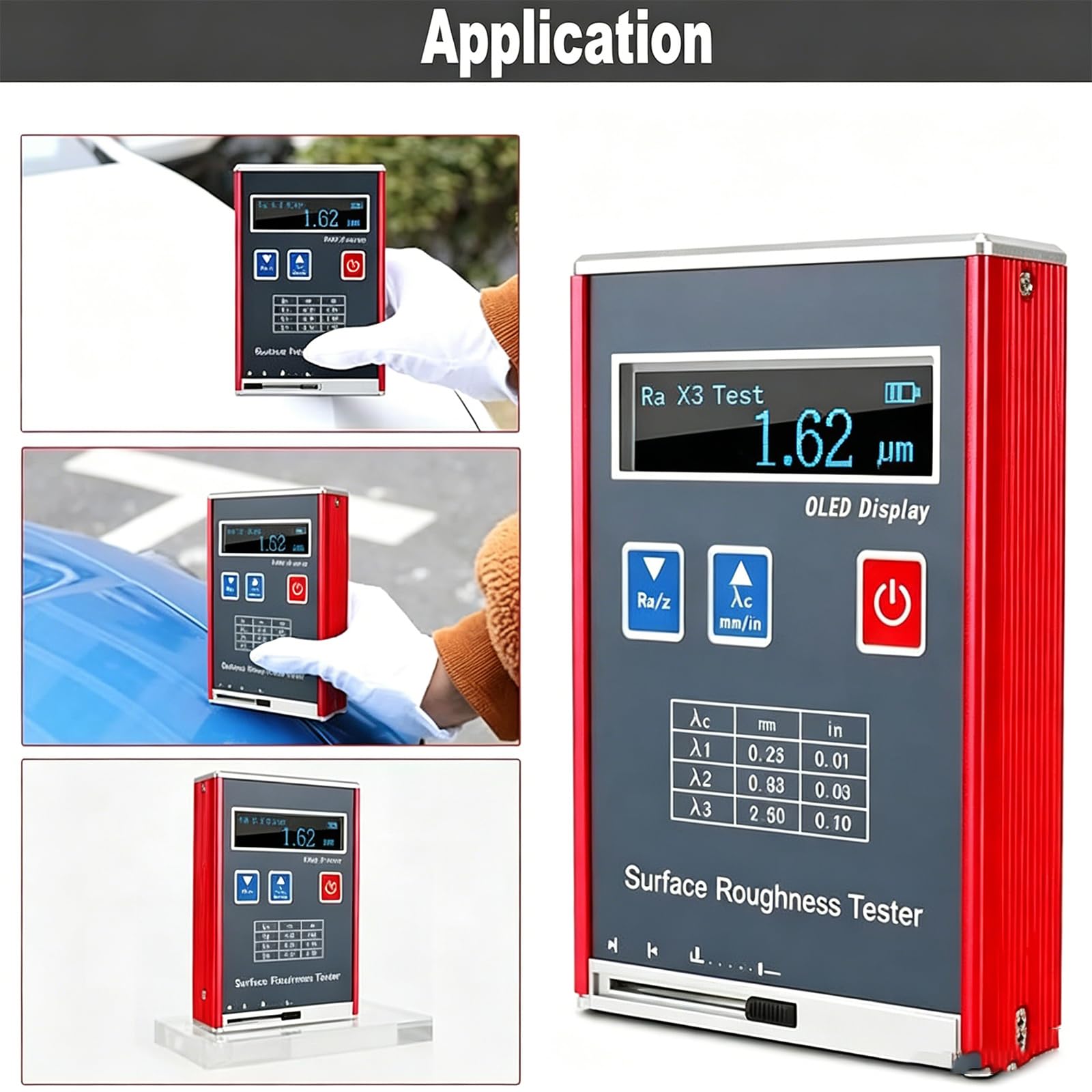 Rugosimètre Portable À 4 Paramètres De Mesure, avec Bloc Détalonnage Et Support, Mesure De Surface De Haute Précision, Ra/rq 0,05~15,0 Μm, Rz/RT 0,1~50,0 Μm
