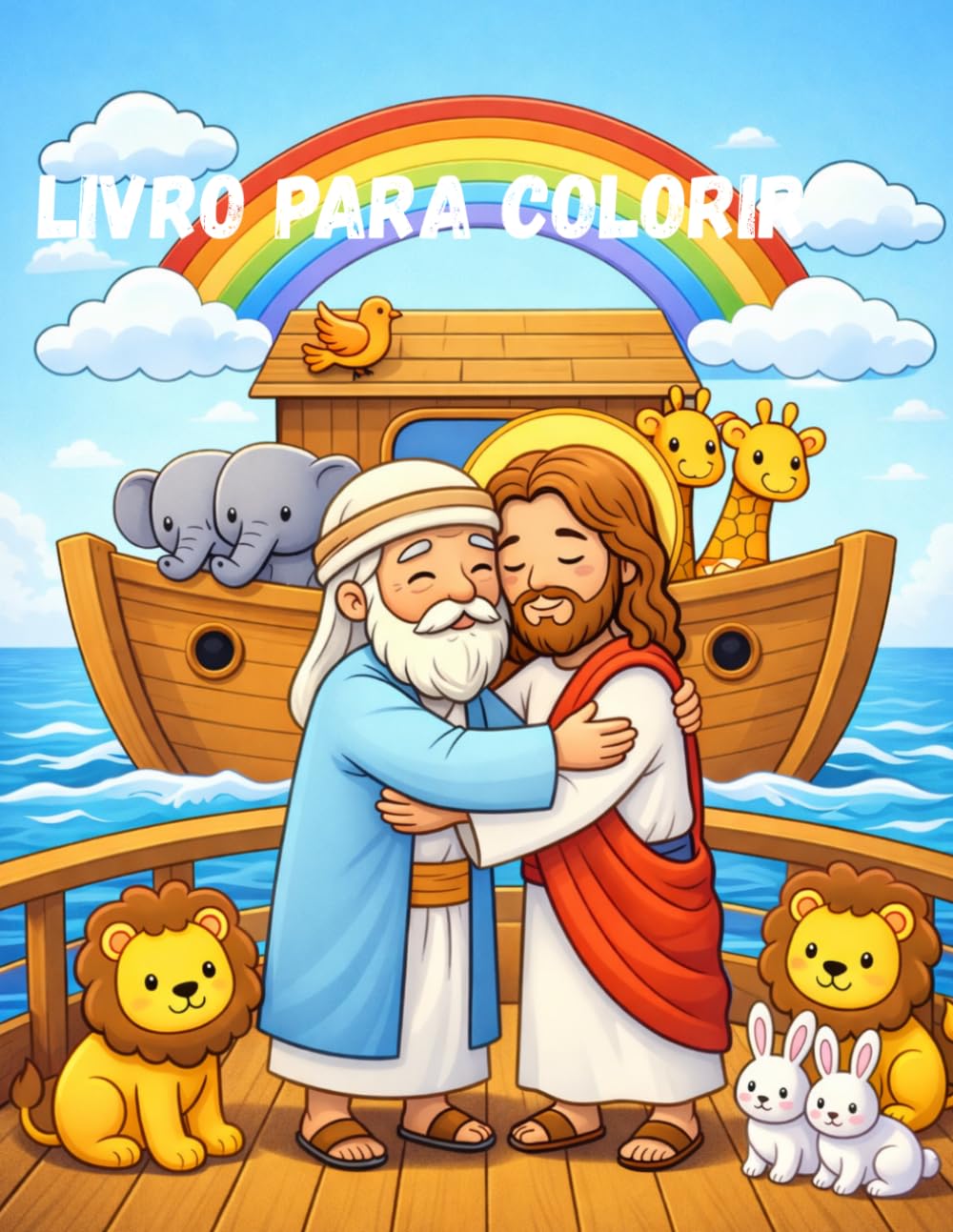 Livro para colorir A Arca de Noé: A arca de Noé e seus animais
