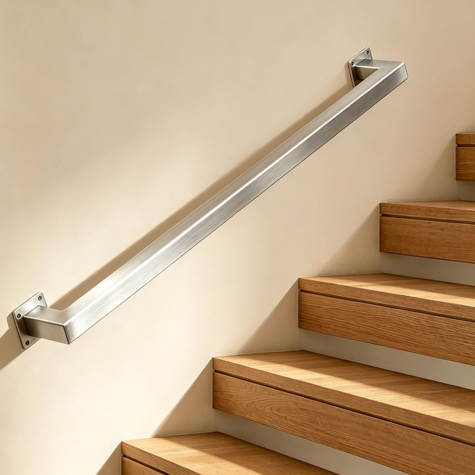 Junvstor Modern Staircase Banister Hand Rails - 3m/3.5m/4m/4.5m - Wall Mount Banister Metal Stainless Steel Stairs Handrail for Indoor Outdoor Steps - Safety Grab Bar(13.1ft/400cm)