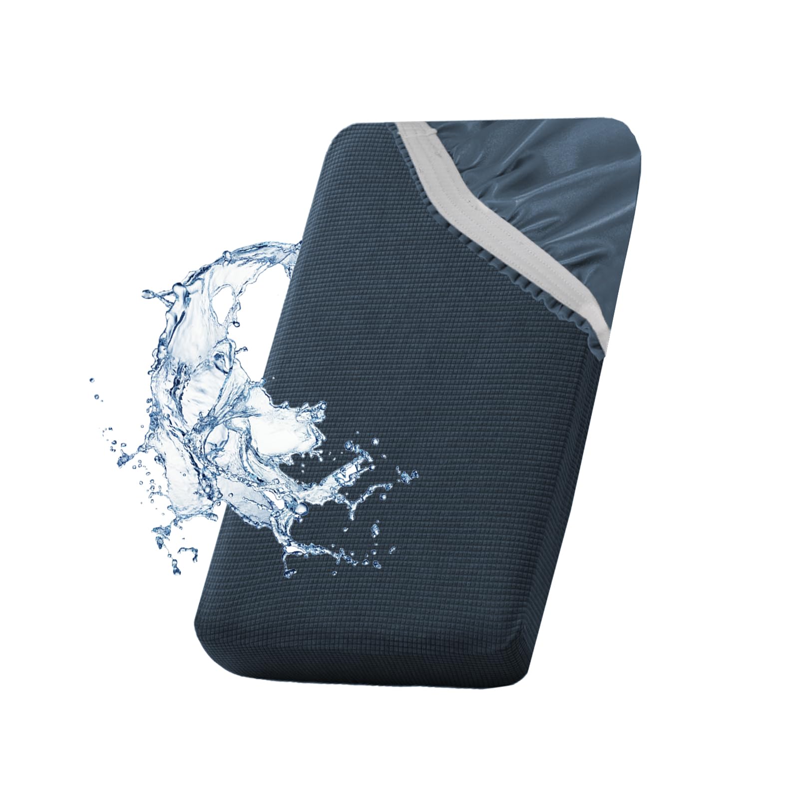 SYLC Waterproof Sofa Cushion Cover, Non-slip Sofa Seat Cushion Covers with Ties, Stretch Couch Cushion Covers Replacement (Dark Blue,W 160-190 cm, D 90-110 cm)