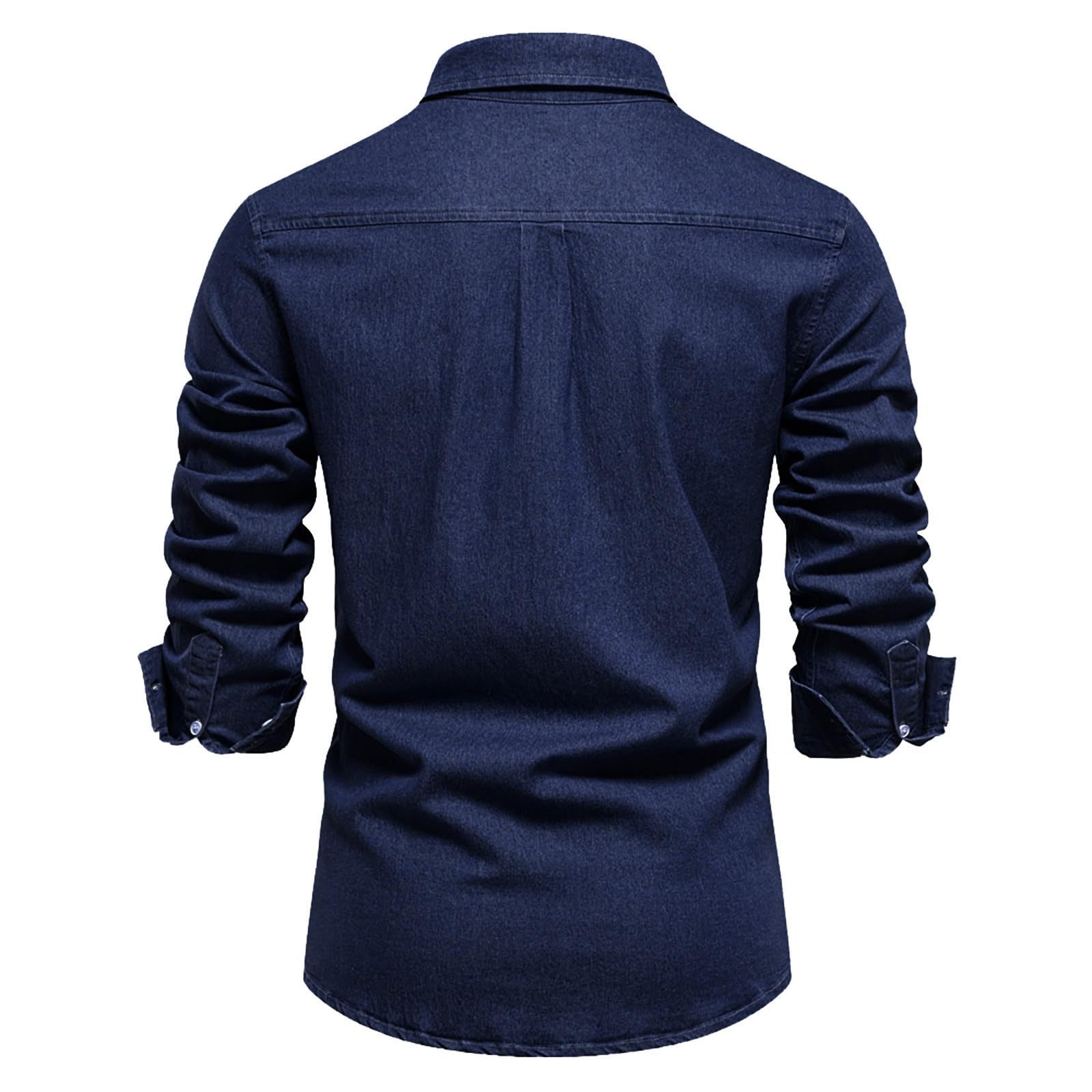 Camicia da uomo a maniche lunghe in denim, casual, con bottoni, con tasche sul petto, leggera e confortevole, da indossare tutti i giorni, elegante design western, per tutte le stagioni, look classico