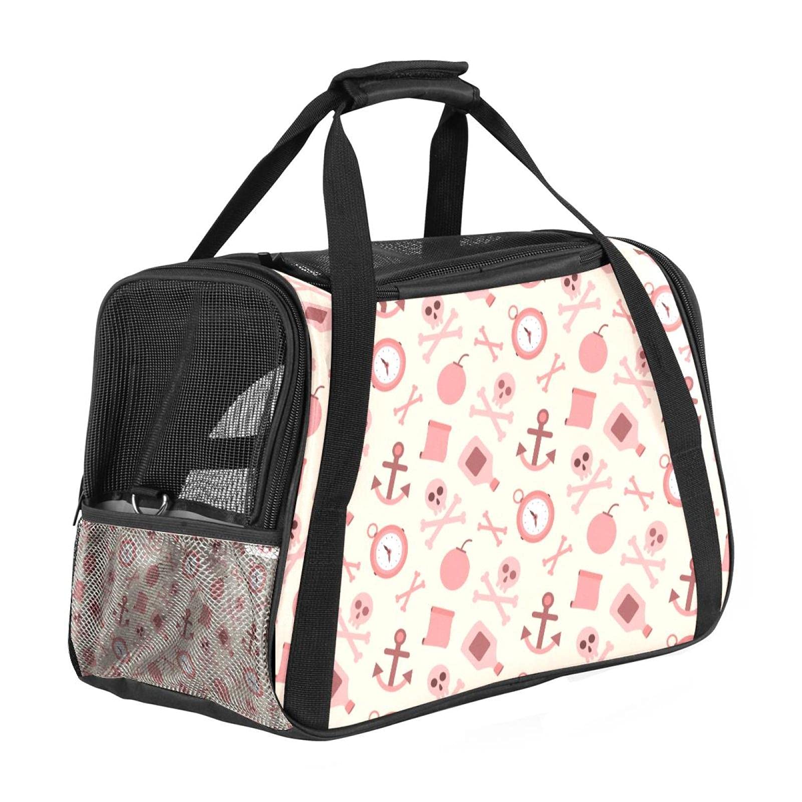 Sac de transport portable pour animal avec imprimé pirate rose fun