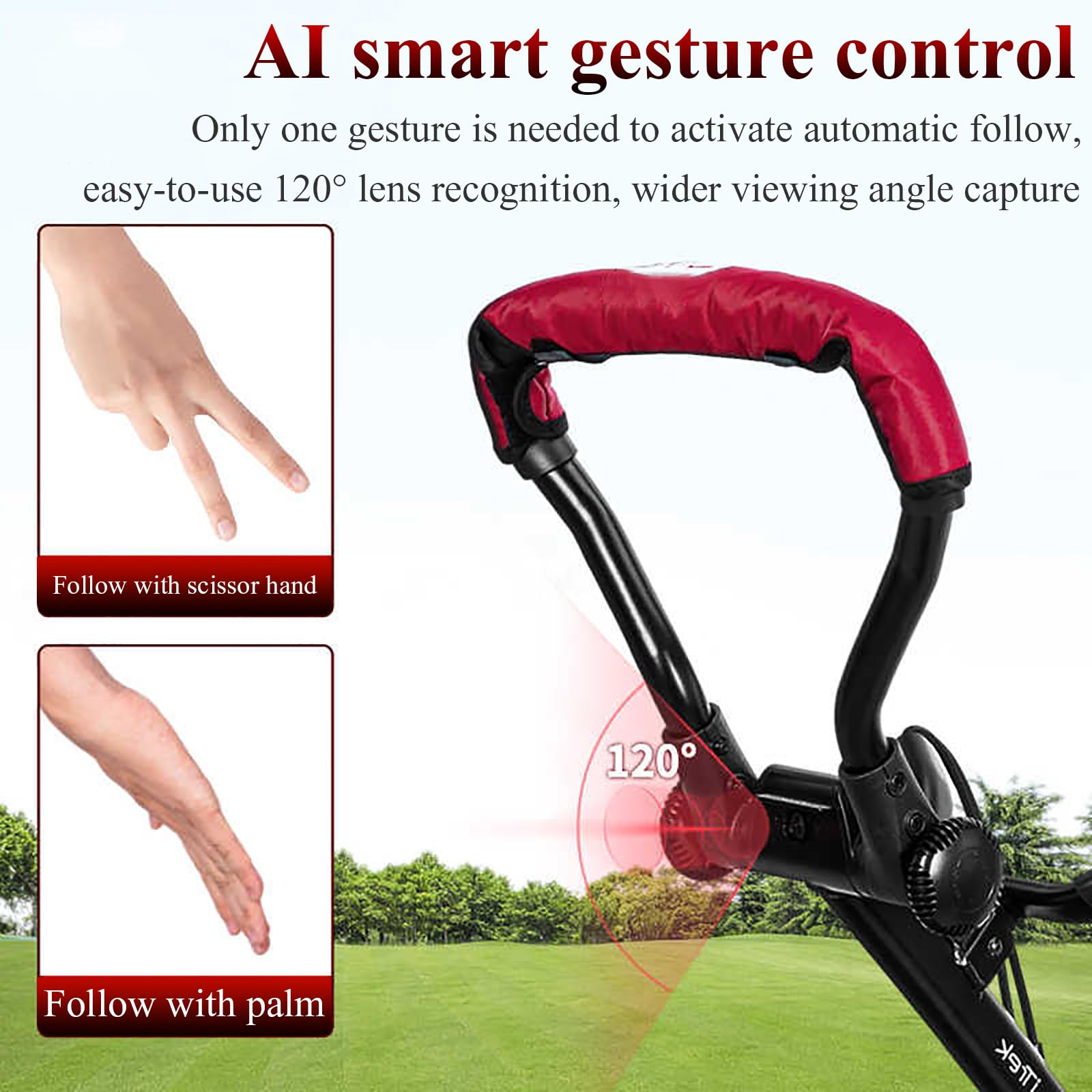 KEhtu Carrello da Golf, Robot Caddy Intelligente, Carrello Elettrico Che Segue Automaticamente, Gesto Intelligente E Telecomando, Evita Automaticamente I Pedoni