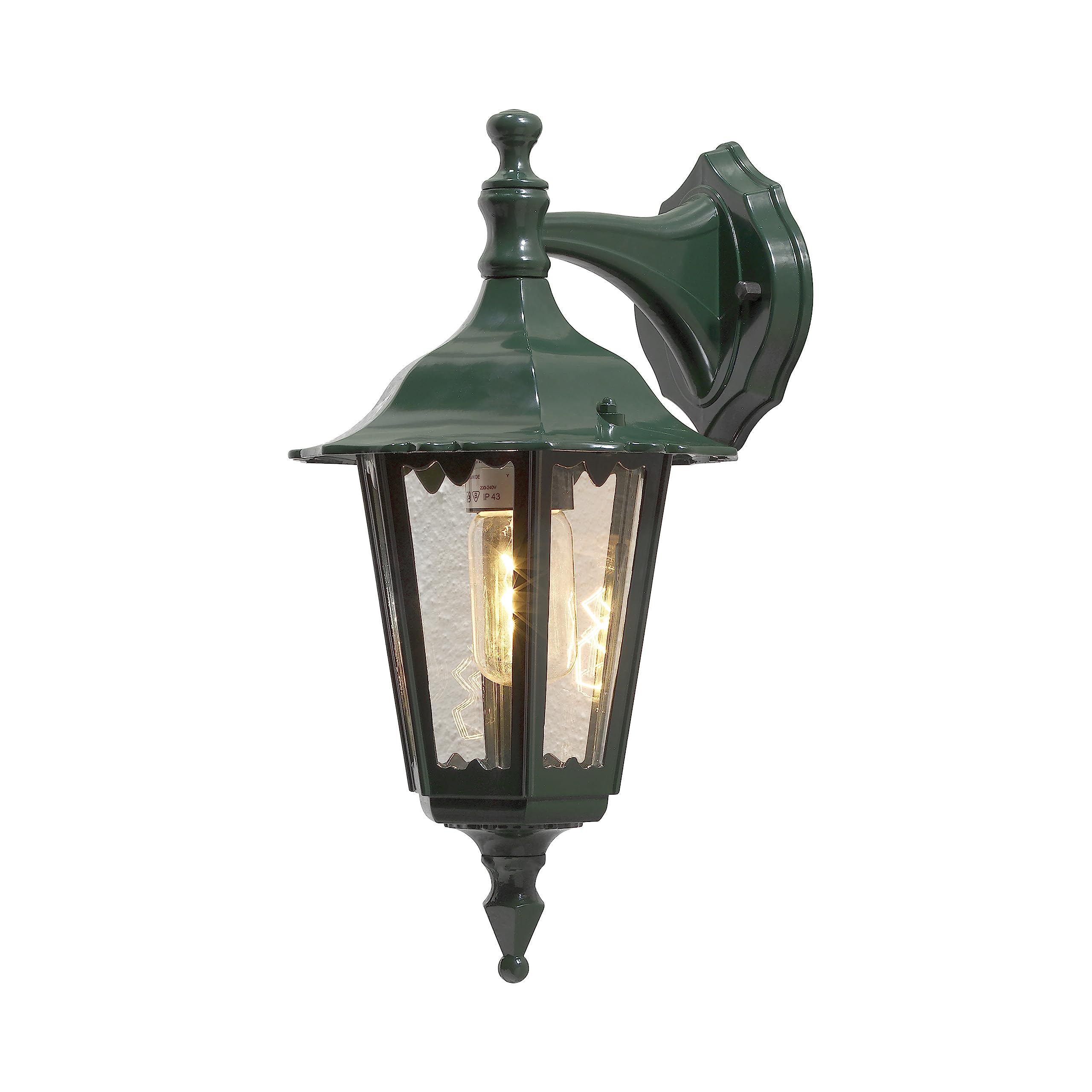 Konstsmide Firenze Outdoor Wall Light, Green, Socket At Bottom, 36 Cm