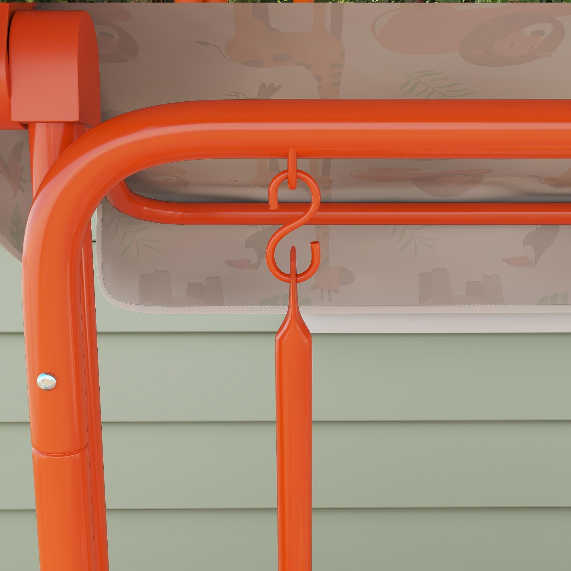 AIYAPLAY Balançoire pour enfants, banc à bascule 2 places avec auvent réglable, ceintures de sécurité, pour l'intérieur et l'extérieur, pour le jardin, la terrasse, la salle de jeux, orange