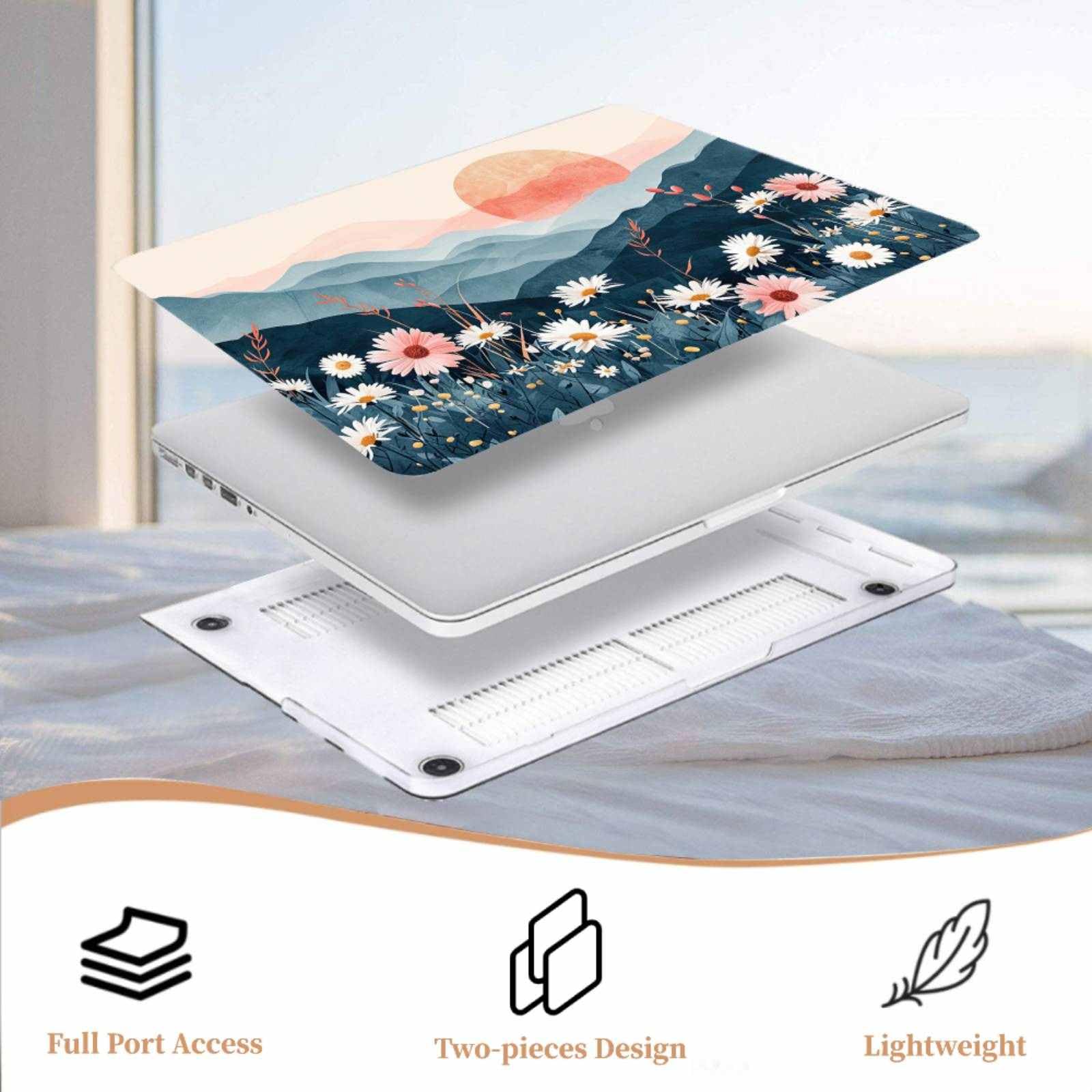 Étui Compatible avec MacBook Air 13 inch Étui 2020 2019 2018 A2337 M1 A2179 A1932 Touch ID, Plastique Coques rigides pour Ordinateur Portable & Sac & Housse de Clavier, Forêt de Marguerites