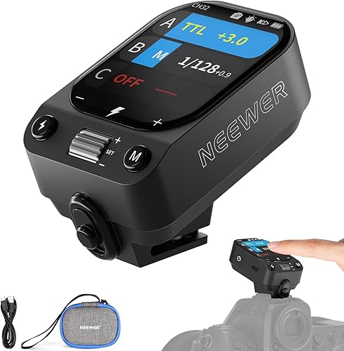 Miniatura 15 de NEEWER QPRO-N TTL Disparador de flash inalámbrico mejorado Compatible con Nikon 1/8000s HSS Diseño de pantalla grande inclinada 5 grupos 9 funciones