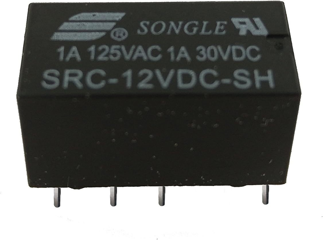 12v DC (12 Volt DC) Relay - DPDT PCB 8-Pin Mount - Non-Latching Non-Polarized Electronic Low Signal High Sensitivity Relay Module for DIY Electronics and Arduino