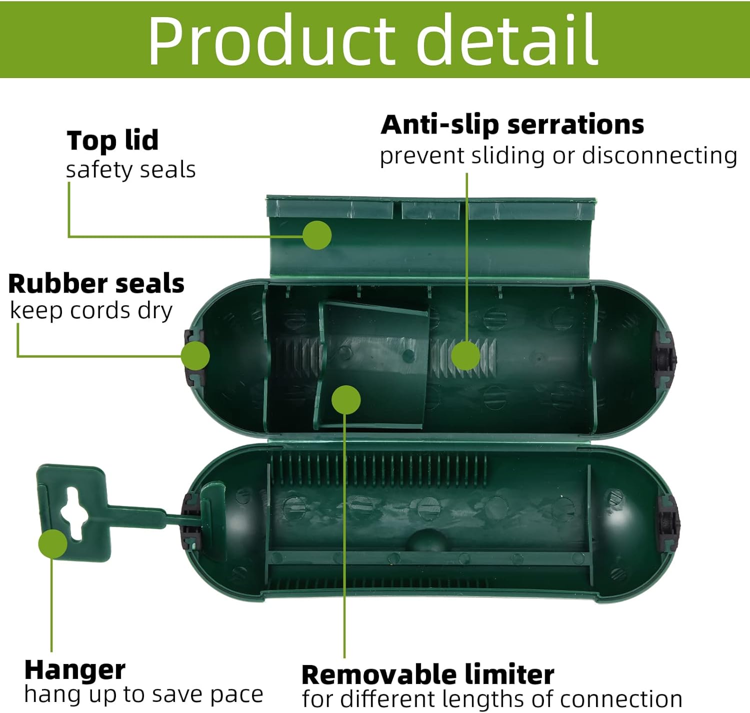 Weewooday 10 Pcs Winter Outdoor Extension Cover with Waterproof Seal Safety Protective Cover Weatherproof Plug Cord Protector Electrical Connection Box for Outlet Plug Pump Light (Black Green)