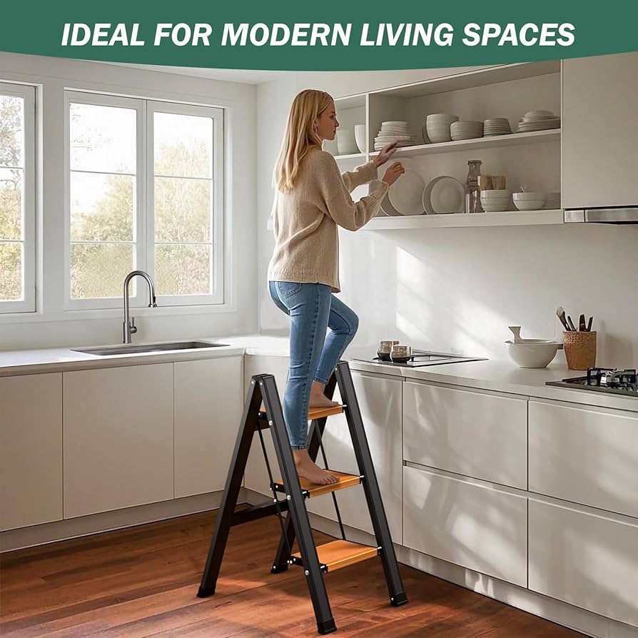 Scala A Pioli KULACO 3 Gradini | Pieghevole In Alluminio | Portatile E Antiscivolo