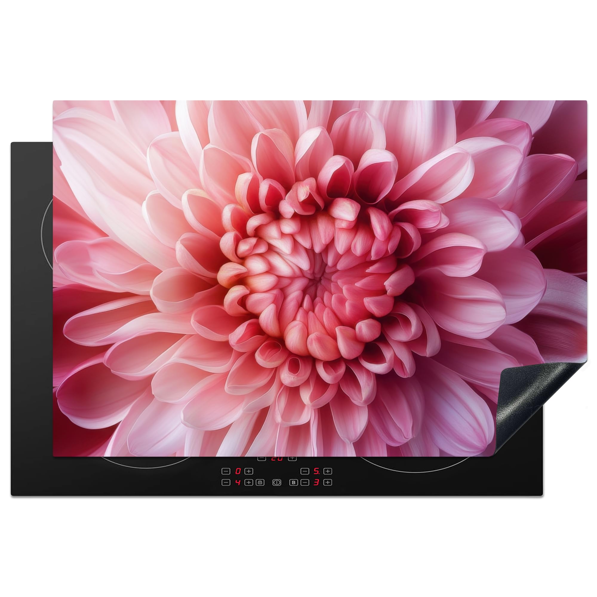 KitchenYeah© Induction Hob Protector Mat 20.3"x29.9" / 76x51.5 cm Cooker Top Protectors Cover Ceramic Covers Electric Hobs Vinyl Dahlia - Flower - Close Up - Pink
