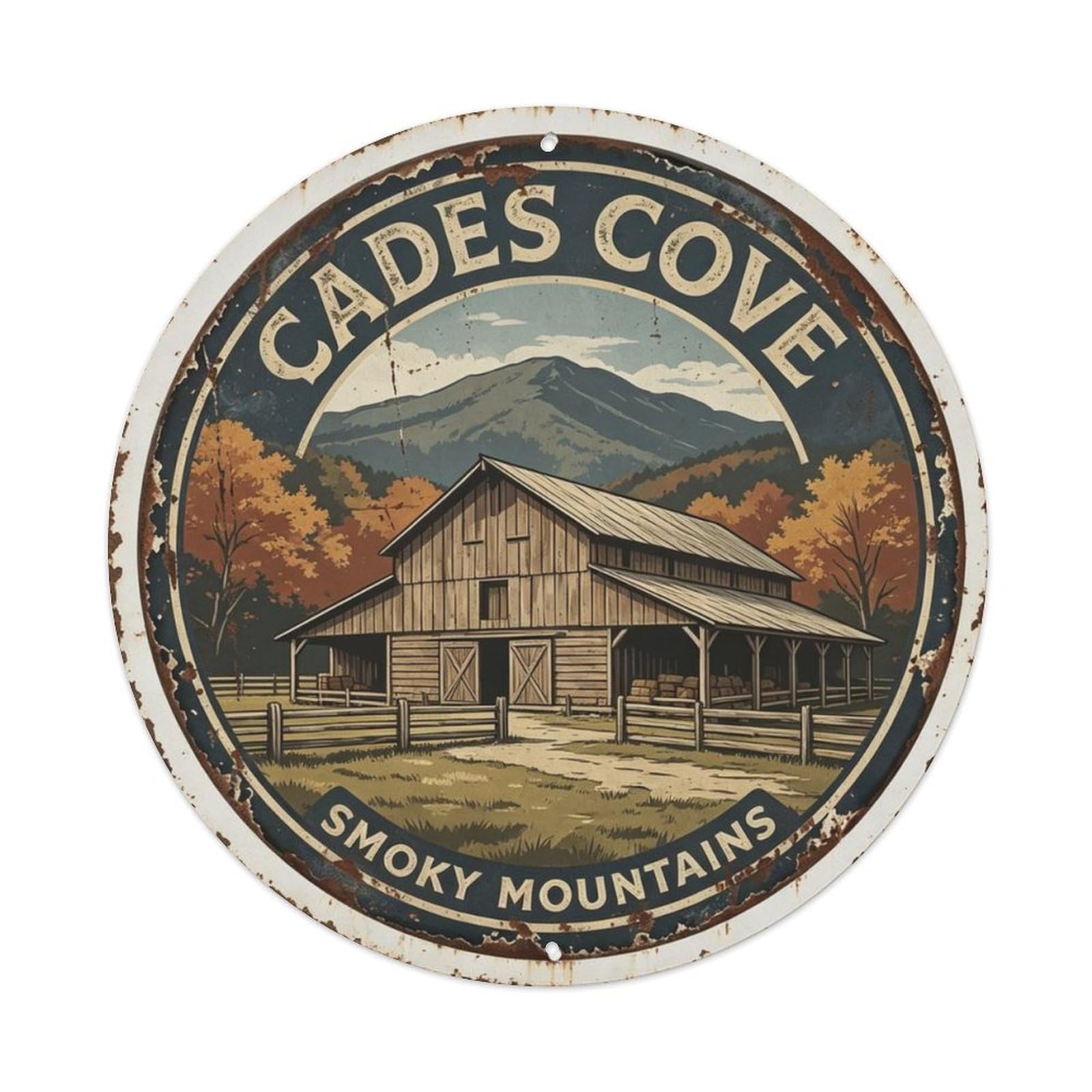 Cades Cove Smoky Mountains Metal Tin Sign Plaque