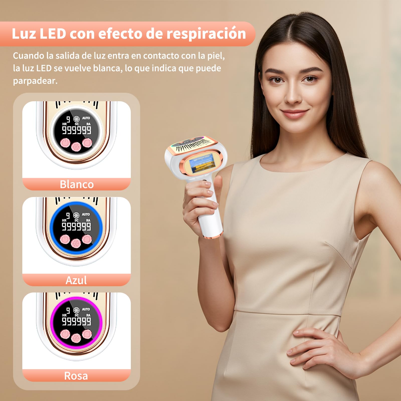 NIKYJM Depiladora Laser IPL 6,8cm² Gran calibre, Innovadora Función 3 en 1, 9 Niveles de Energía, Depiladora Luz Pulsada para Bikini, Axilas, Cara, Cuerpo