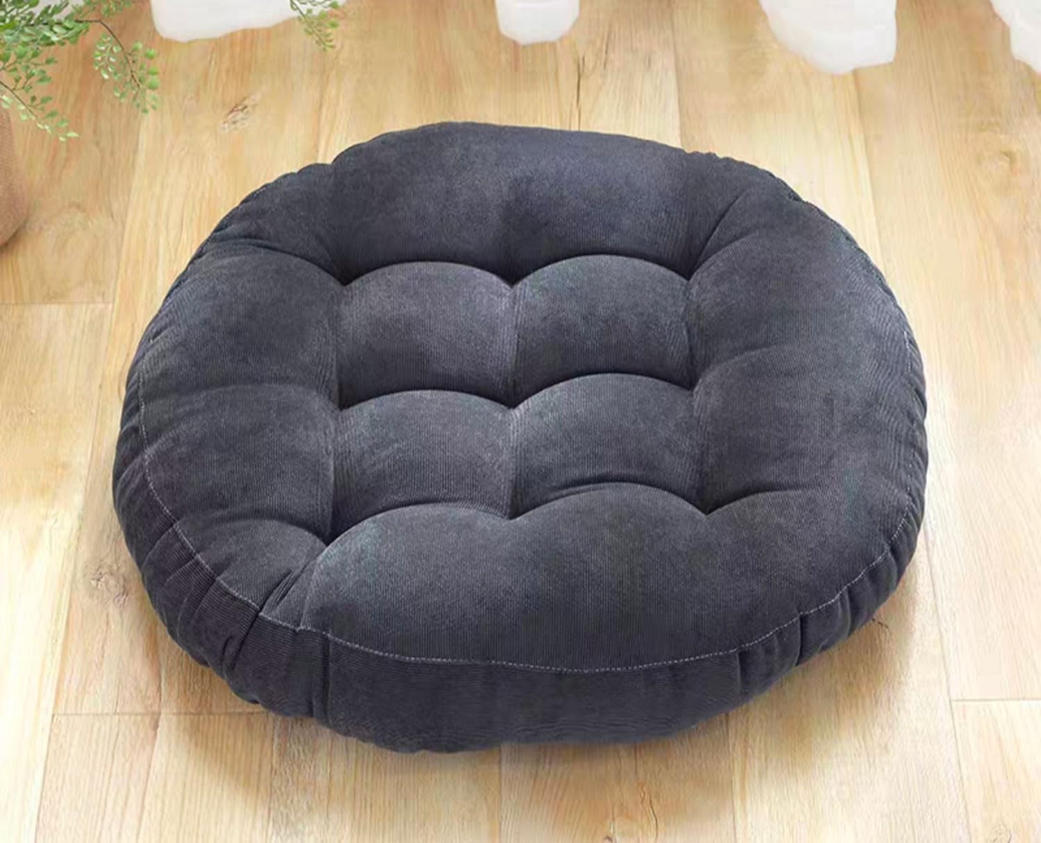 MGEMJMJ Meditation Floor Pillow,Large Round Floor Cushions For Adults Tufted Corduroy Floor Seat Pillows Cushion For Living Room(Size:50x50cm(20x20inch),Color:Dark Grey)