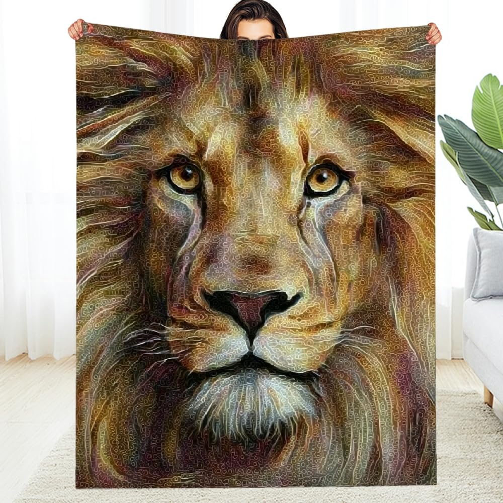 Couverture en flanelle lion 40x50 pouces plaid chaud canapé