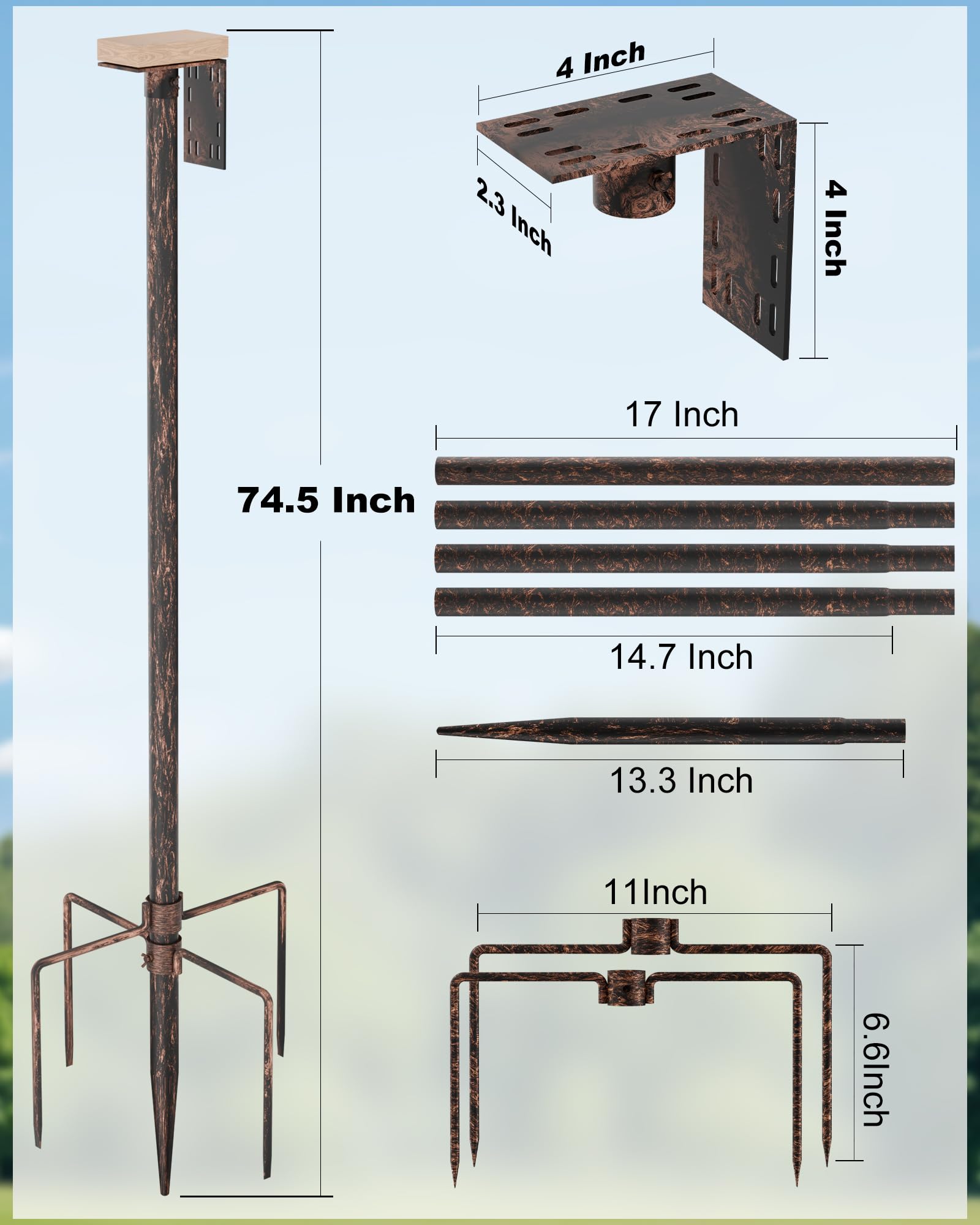 Onlyfly Supporto per mangiatoia per uccelli, altezza 180 cm, con diametro di 2,5 cm, resistente, per mangiatoie sospese, kit di montaggio su palo per casetta per uccelli, connessione antiscivolo