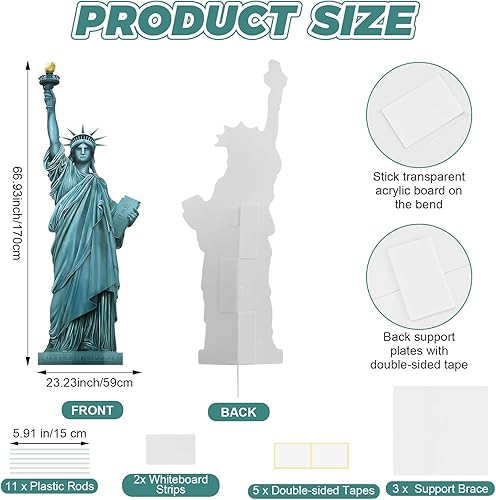 Miniatura 2 de Estatua de la Libertad de 6 pies de cartón, recortada, de pie, de tamaño real, patriótica de la ciudad de Nueva York, accesorio para cabina de fotos