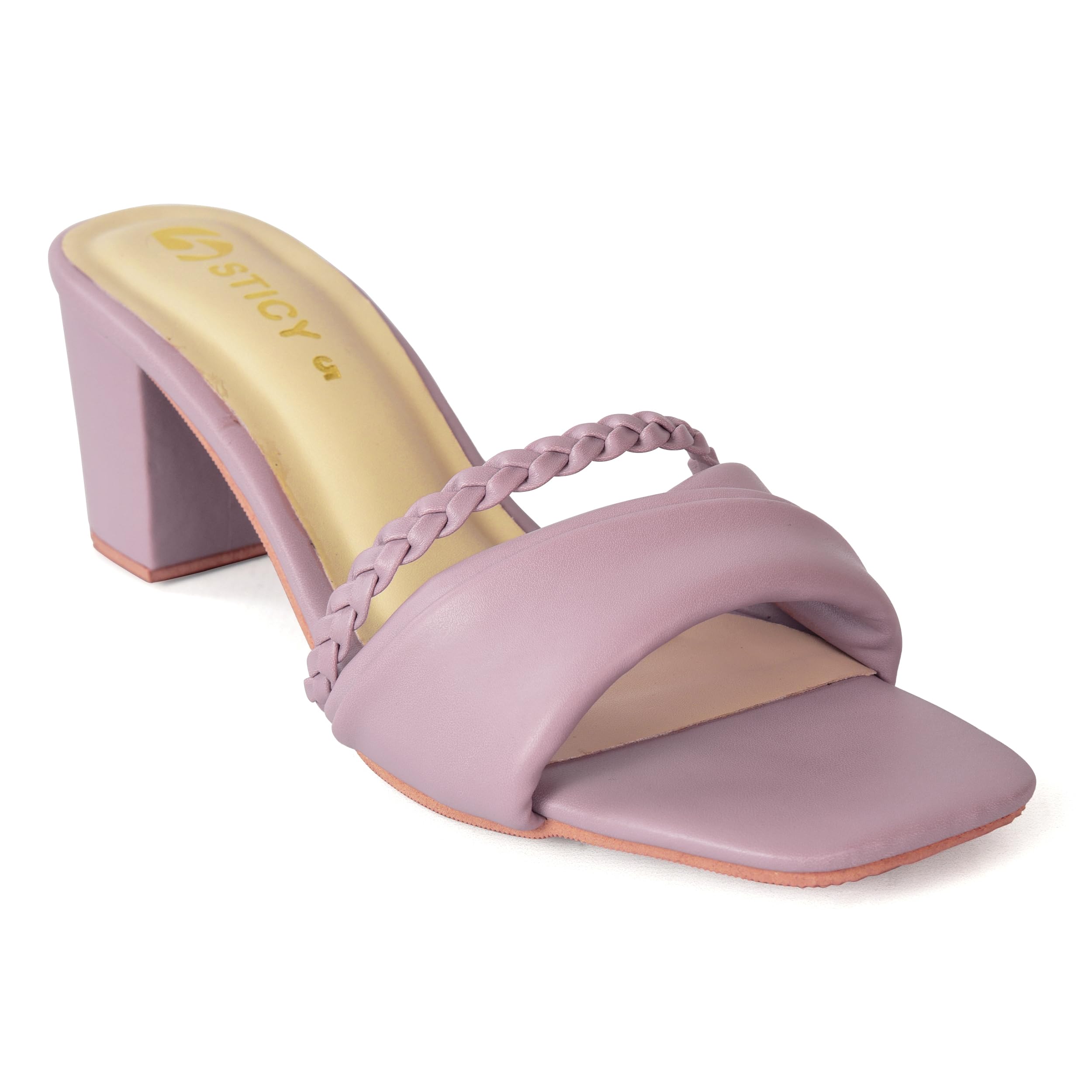 Women's Block Heel Mules | Square Toe Slip-on Sandals | Stylish Braided Strap | Cushioned Footbed | Mid Heel Comfort | Party & Casual Wear-image-18