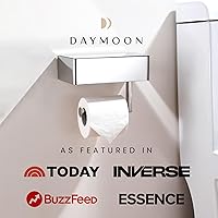 Vista 4 de Day Moon™ Soporte de papel higiénico cromado con estante - Porta toallitas para baño, dispensador de toallitas desechables, soporte de papel