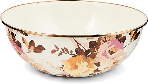 MACKENZIE-CHILDS Everyday Bowl, Serving Bowl for Entertaining, Extra Large, Wild Rose White