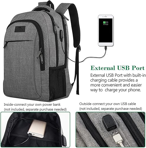 Miniatura 141 de MATEIN - Mochila empresarial para laptop de 15.6 pulgadas, mochila de viaje con puerto de carga USB, resistente al agua, para trabajo, universidad