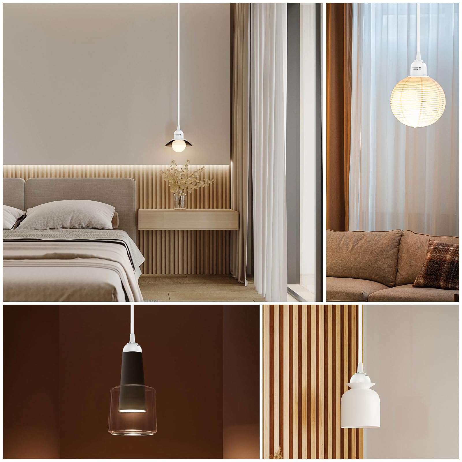 15 x oprawka lampy E27 z przełącznikiem z wtyczką, oprawa E27, czarna, z kablem o długości 3,5 m, pierścień śrubowy, do kuchni, salonu i pokoju dziecięcego - biała