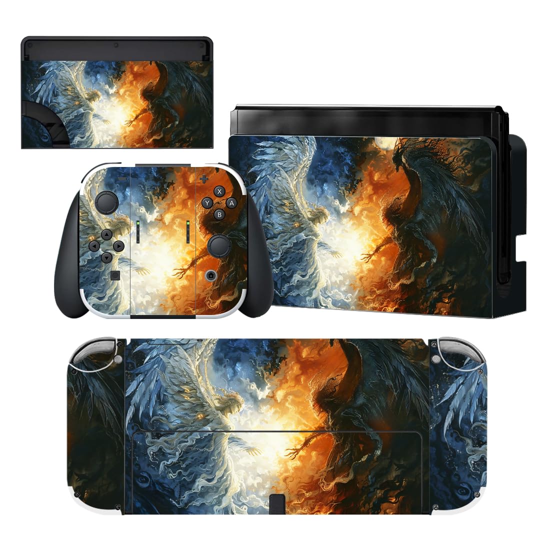 PlayVital Pegatina Protectora Completa para Nintendo Switch OLED - Calcomanías Decorativas para Joy-con y Consola, Skin Stickers Adhesivos (Azul Nebula) — view 37